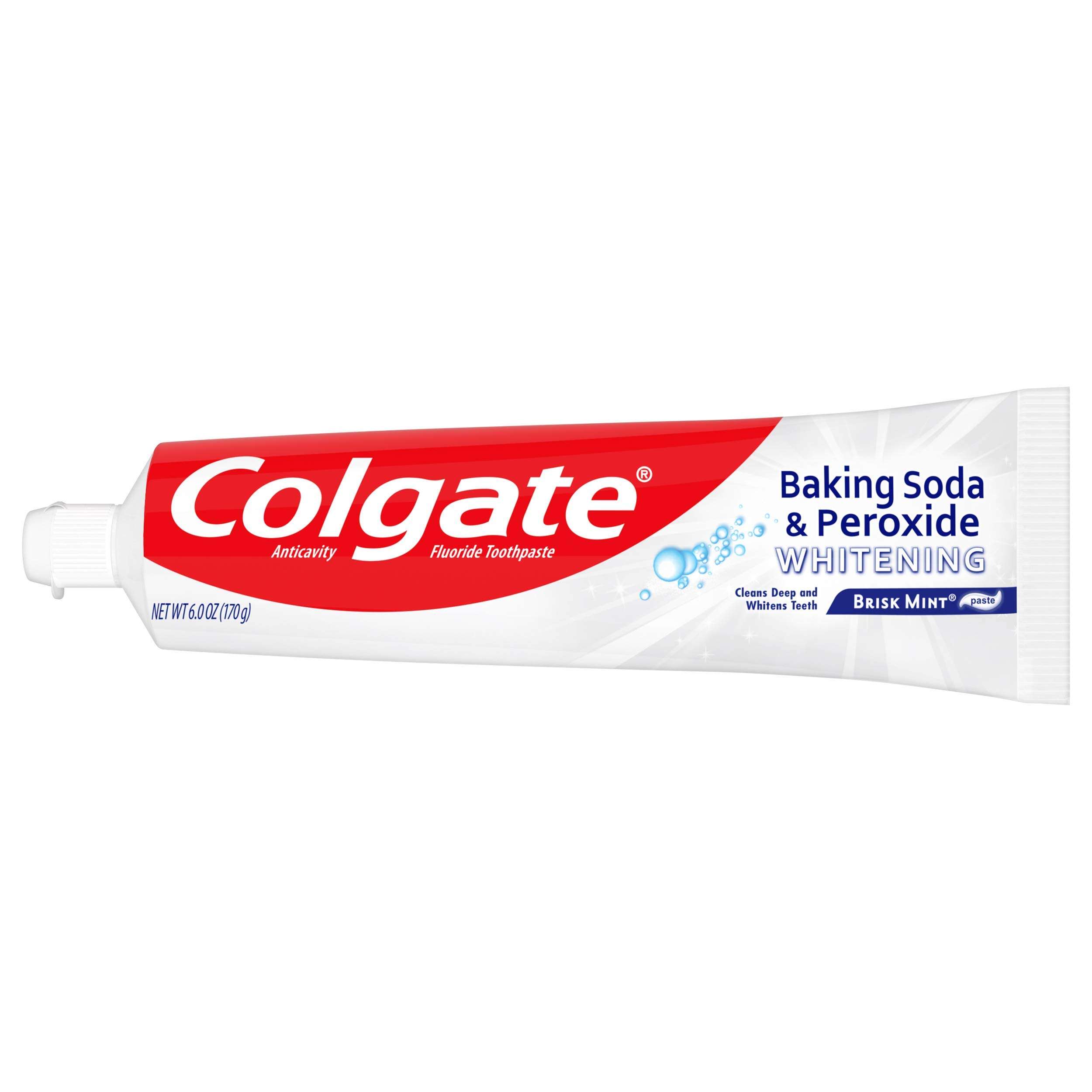 Colgate Baking Soda & Peroxide Toothpaste - Whitens Teeth, Fights Cavities & Removes Stains, Brisk Mint, 6 Ounce (Pack of 2) - Image 2