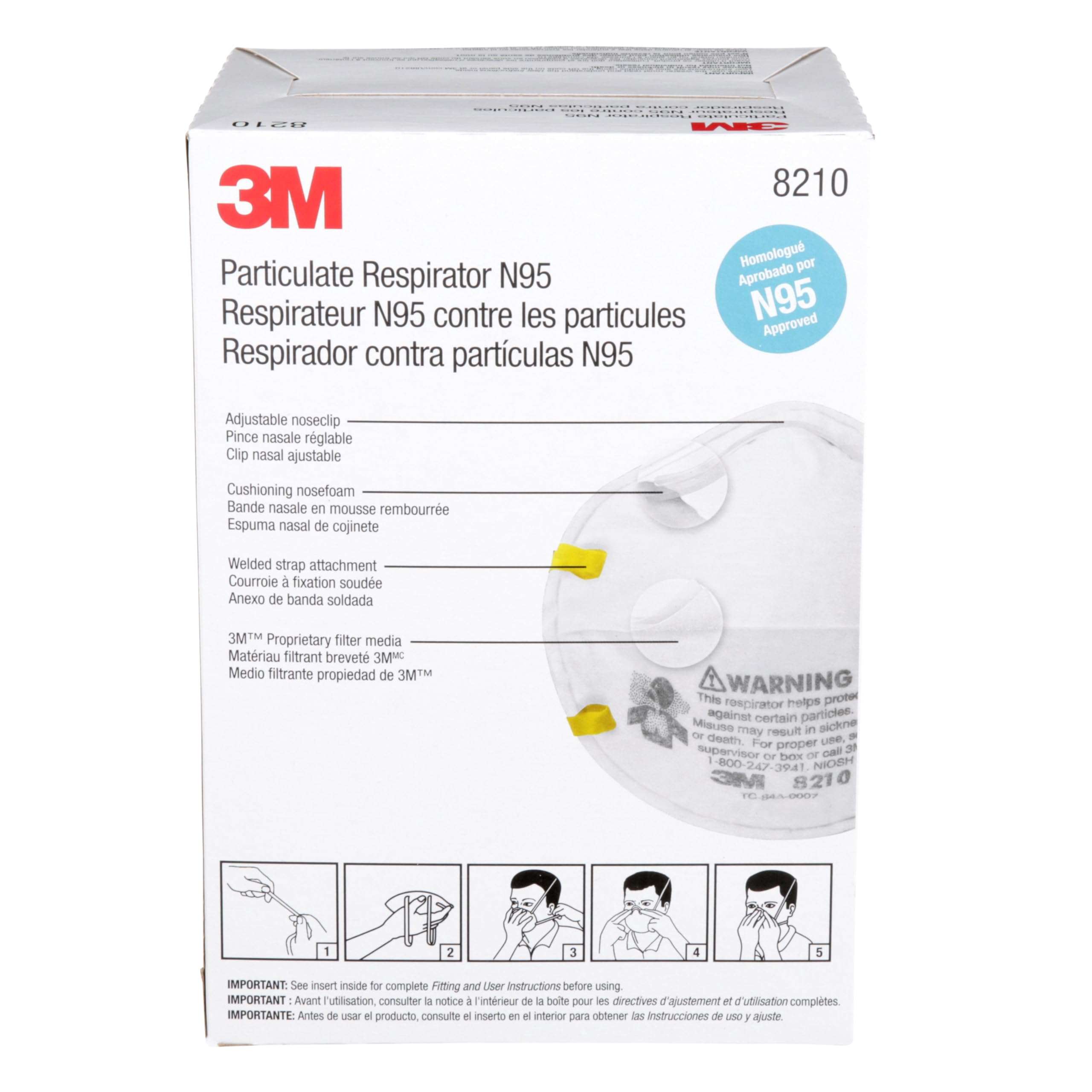 3M 8210 Particulate Respirator, N95, Pack of 20 Disposable Respirator, NIOSH APPROVED, Two-Strap Cup Style Design, Lightweight with Cushioning Nose Foam - Image 10