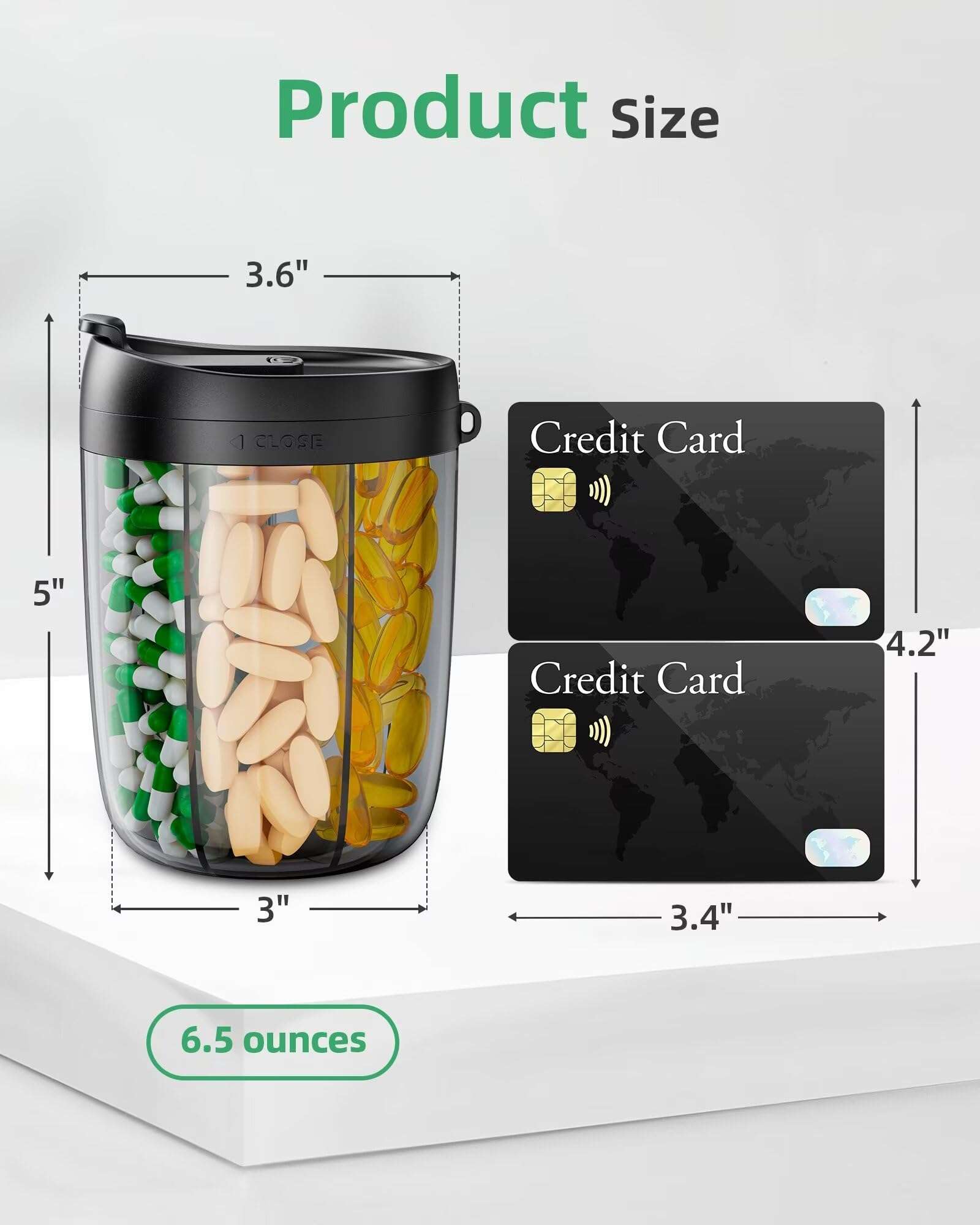 PULIV Large Pill Bottle Organizer, Supplement Organizer for Holding 6 Various Vitamins, Pill Box Case with Anti-Mixing & Wide Opening Design, Easy to Retrieve Meds, Includes 20 Pcs Stick-on Labels - Image 5