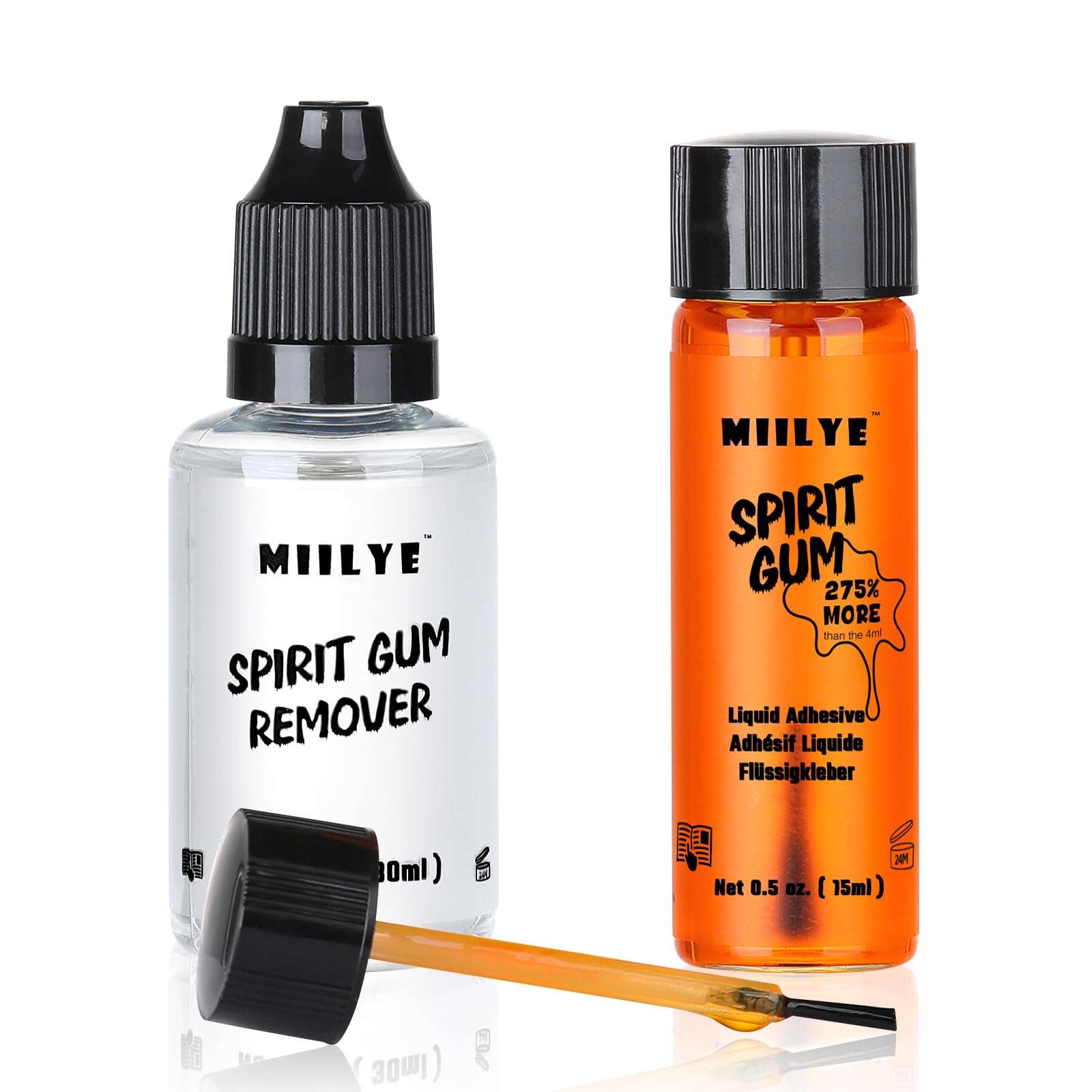 MIILYE Spirit Gum Adhesive and Remover – 15ml Professional Cosmetic Glue for Face, Skin, Body, Stage Special Effect Prosthetics Makeup & Cosplay Wig - Image 7
