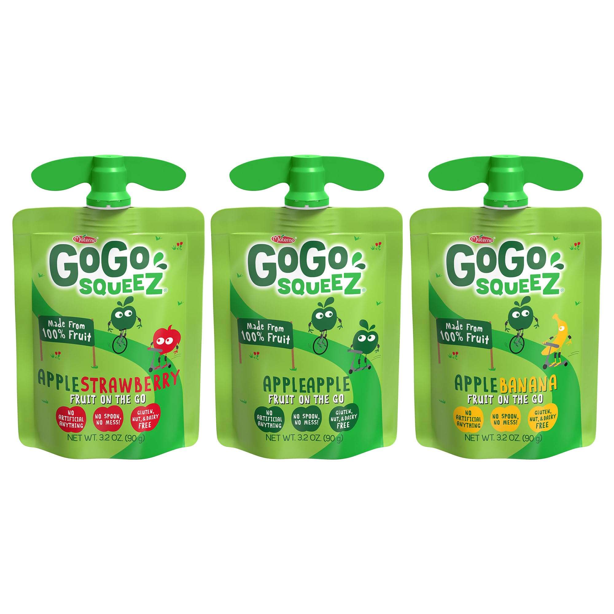 GoGo squeeZ Applesauce, Variety Pack (Apple/Banana/Strawberry), 3.2 Ounce (20 Pouches), Gluten Free, Vegan Friendly, Unsweetened, Recloseable BPA Free Pouches - Image 7