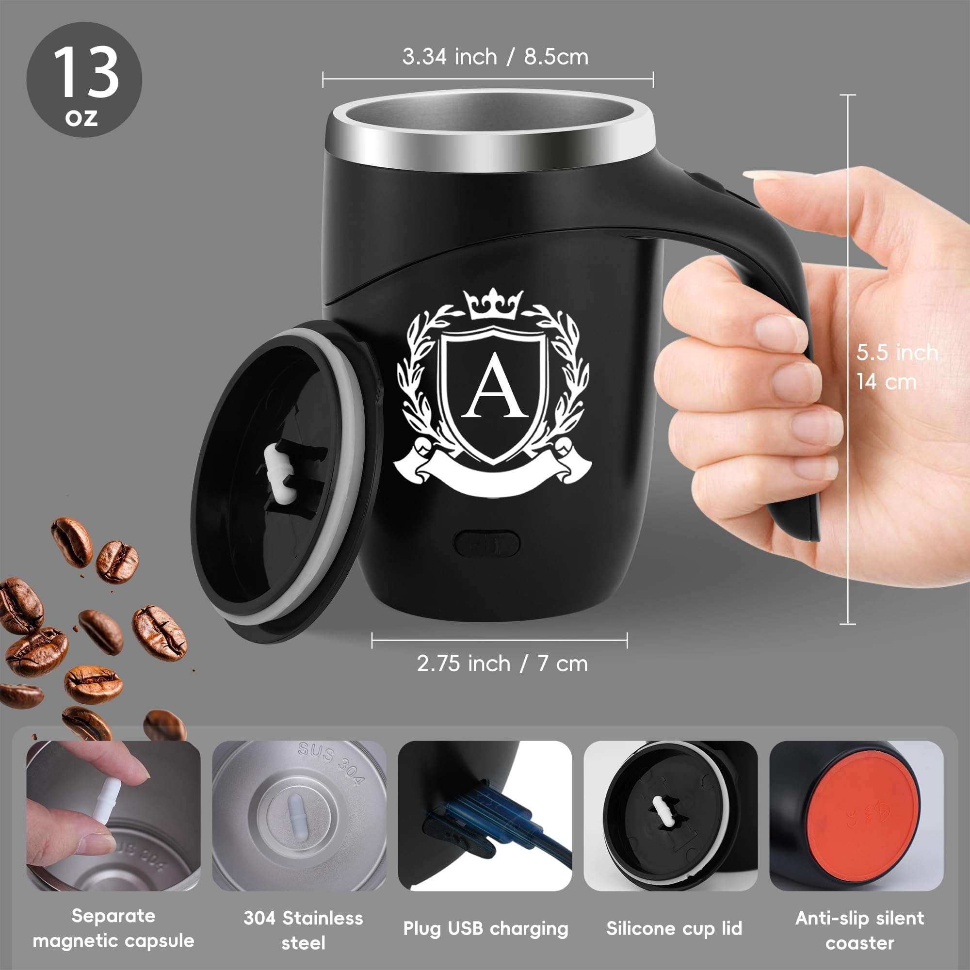 Magnetic Stirring Coffee Mug Stainless Insulated Cup White Elephant Adults 30 Christmas Gag Fun Weird Novelty Useful Unique Men Prank Dirty Secret Santa Unisex Holiday Best Cool Nice Exchange Gifts - Image 5
