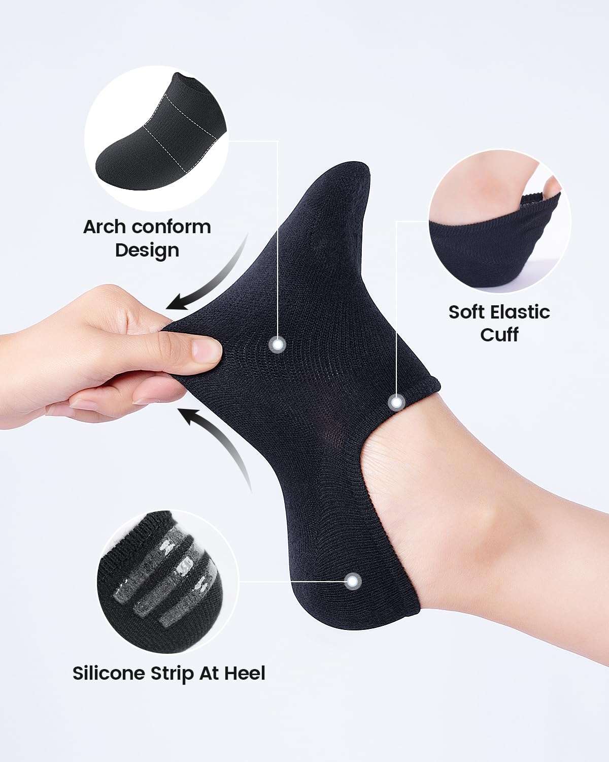 IDEGG No Show Socks Women & Men Low Cut Ankle Short Athletic Running Casual Invisible Liner Socks - Image 3