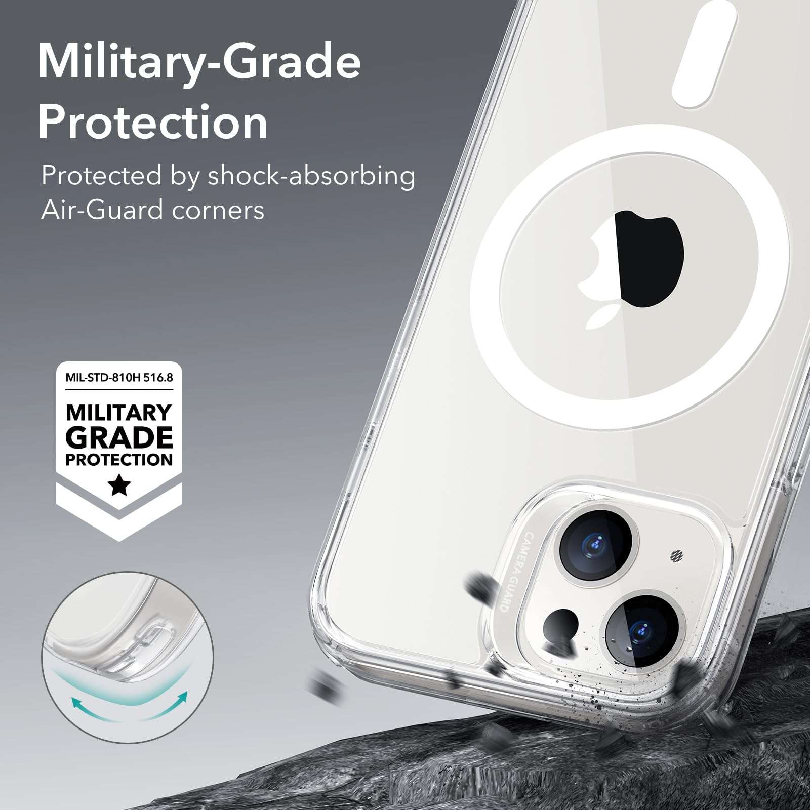 ESR iPhone 14/13 Case Compatible with MagSafe, Classic Hybrid | Magnetic Mobile Phone Case | Military Standard | Drop Protection | Clear - Image 5