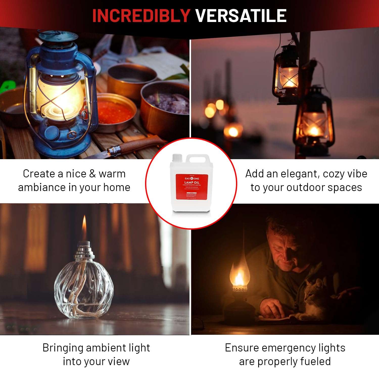 GasOne Liquid Paraffin Lamp Oil – 1 Gallon (128oz) Clear – Odorless, Smokeless Indoor Outdoor Fuel for Lanterns, Lamps, and Torches – Safe Packaging - Image 5