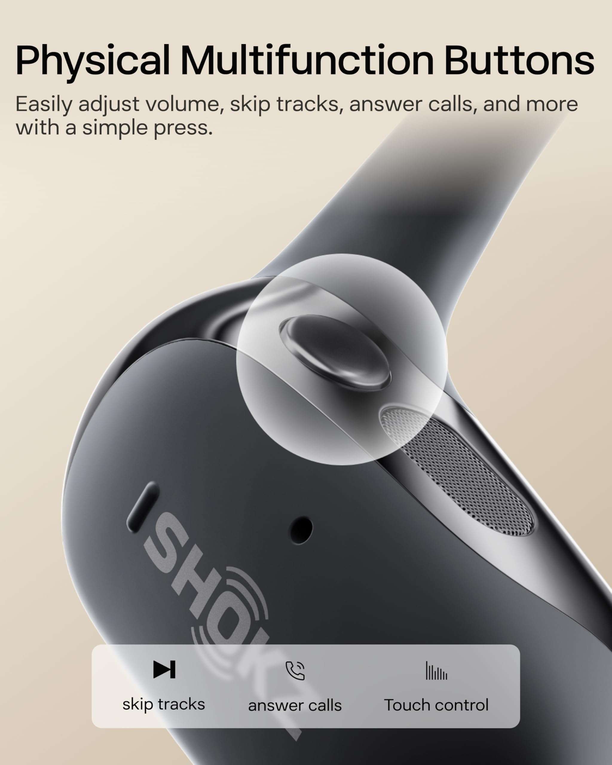 SHOKZ New OpenFit 2 Open-Ear Headphones, True Wireless Bluetooth Earphones with Microphone, Earhook Earbuds with 48 Hours of Playtime, Fast Charging, IP55 Water-Resistant, with Carrying Bag, Black - Image 8