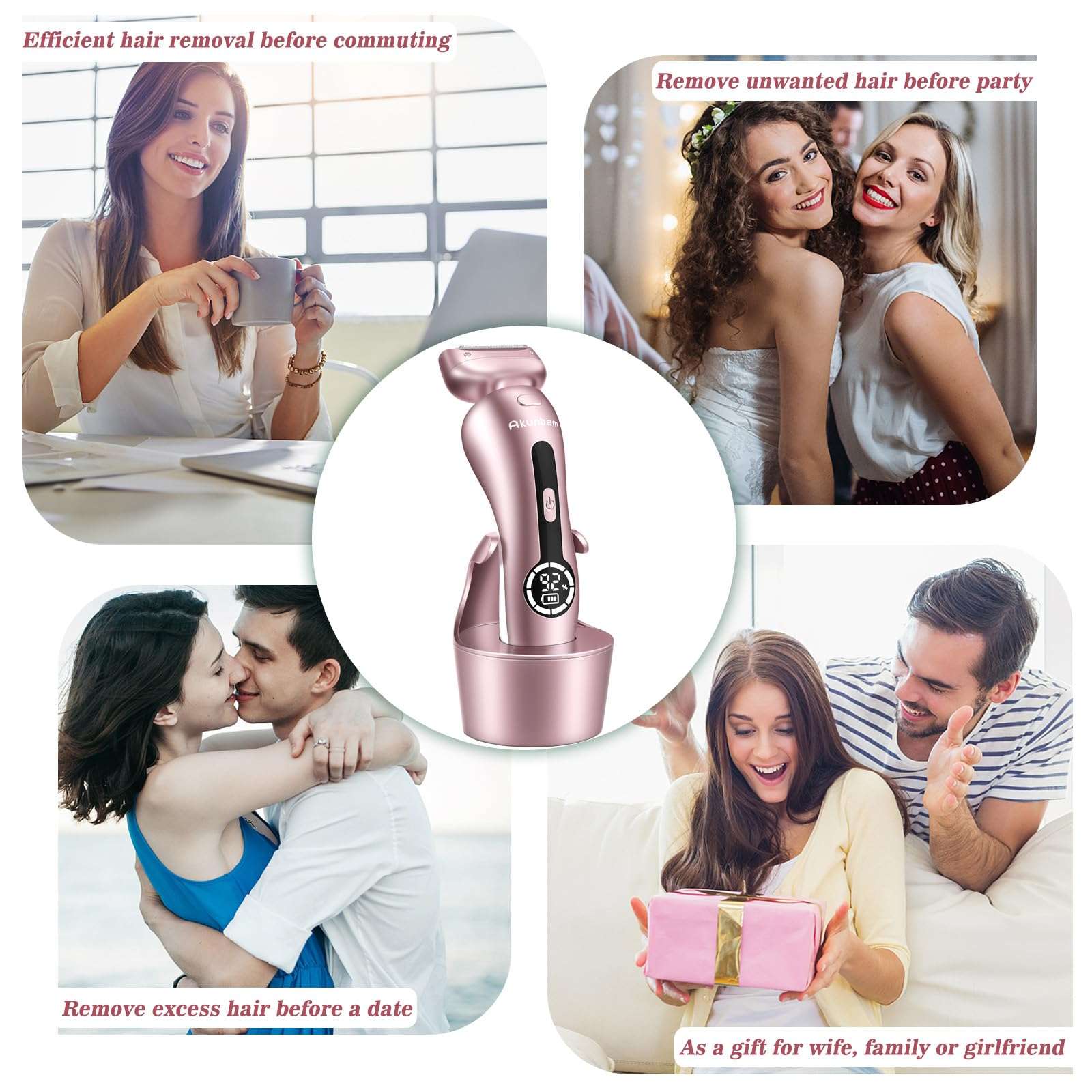 Electric Shaver for Women for Legs Bikini Trimmer Electric Razors for Women Underarm Public Hairs Rechargeable Womens Shaver Wet Dry Use Painless Cordless with Detachable Head (Pink) - Image 8