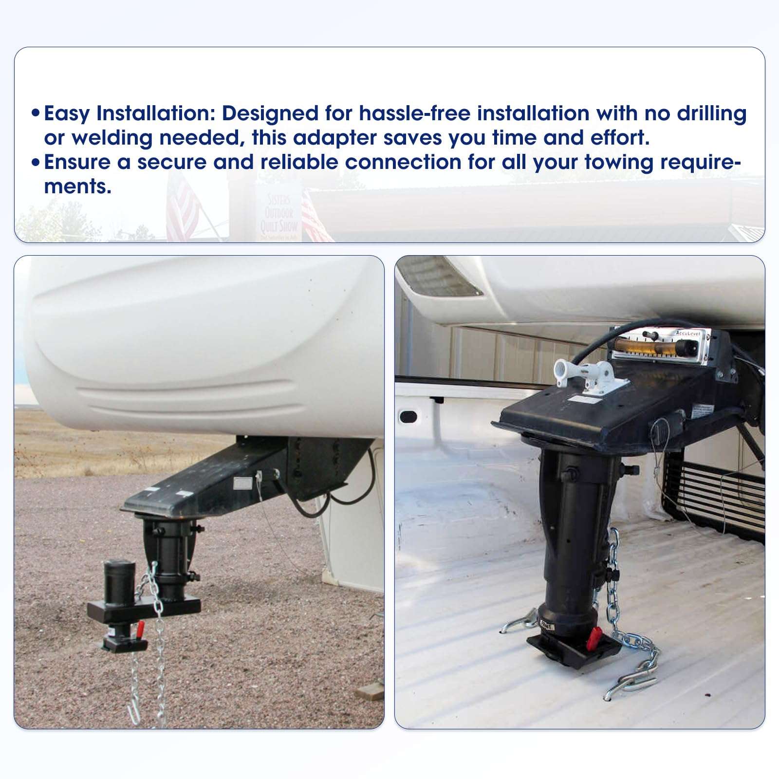 C5G1216 12"-16" Adjustable Cushioned 5th Wheel to Gooseneck Adapter Compatible with 2-5/16" Gooseneck Hitch Balls, Towing Capacity 20000 Lbs, OE C5G1216 - Image 6