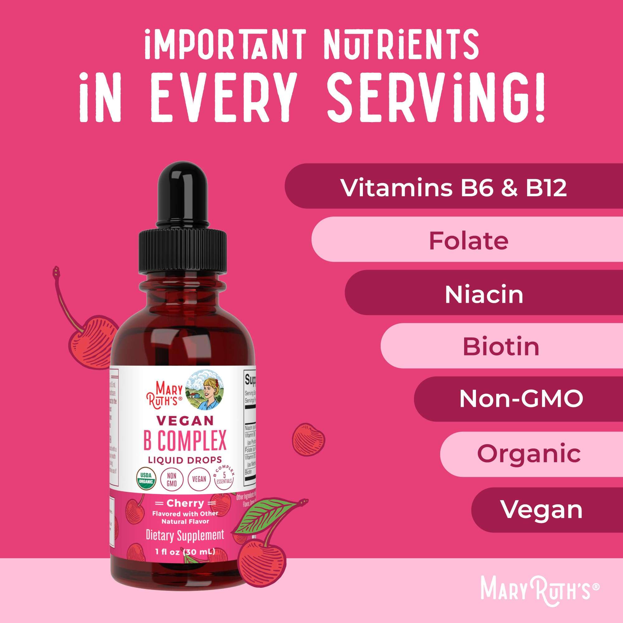 MaryRuth Organics Vitamin B Complex | B Vitamins Complex | Biotin | Vitamin B12 | Niacin | Folate | Metabolic Support Supplement | Vegan | USDA Organic | Non-GMO | Gluten Free | 2 Month Supply - Image 7