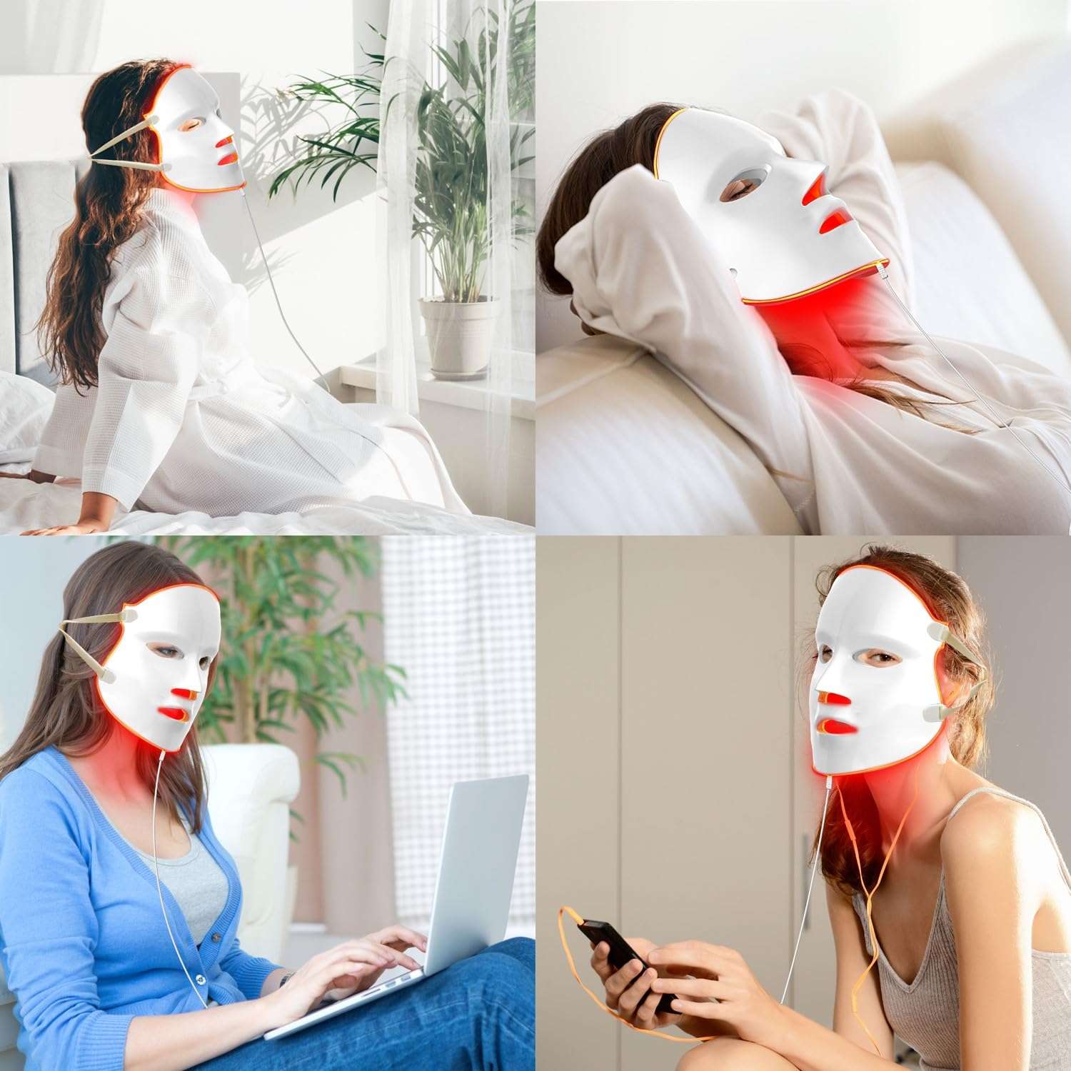 Aphrona FDA cleared LED Facial Skin Care Mask MOONLIGHT PRO 7 Color Treatment Photon Mask (White) - Image 7