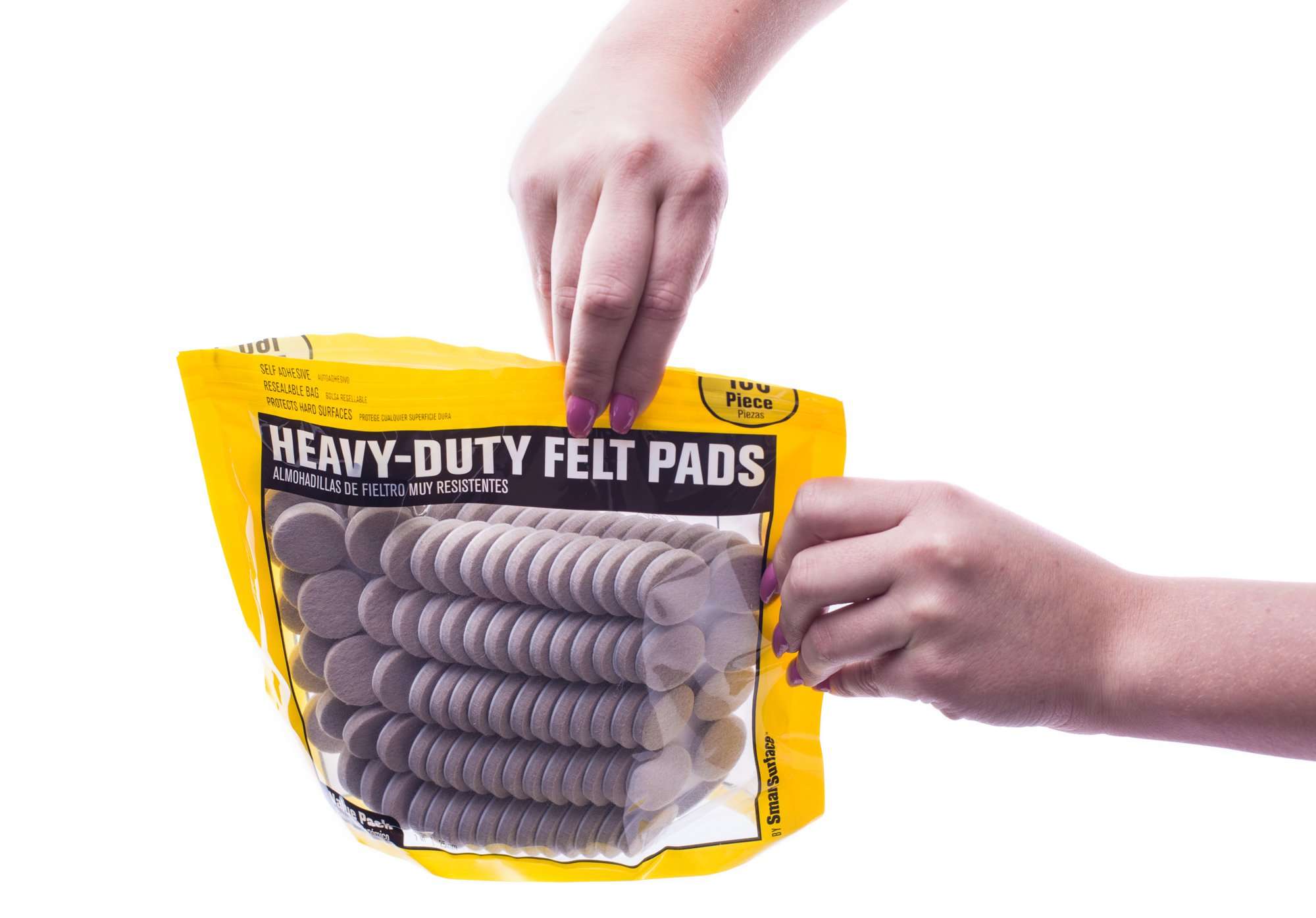 Smart Surface 8727 Heavy Duty Self Adhesive Furniture Felt Pads 1-Inch Round Oatmeal 160-Piece Value Pack in Resealable Bag - Image 4