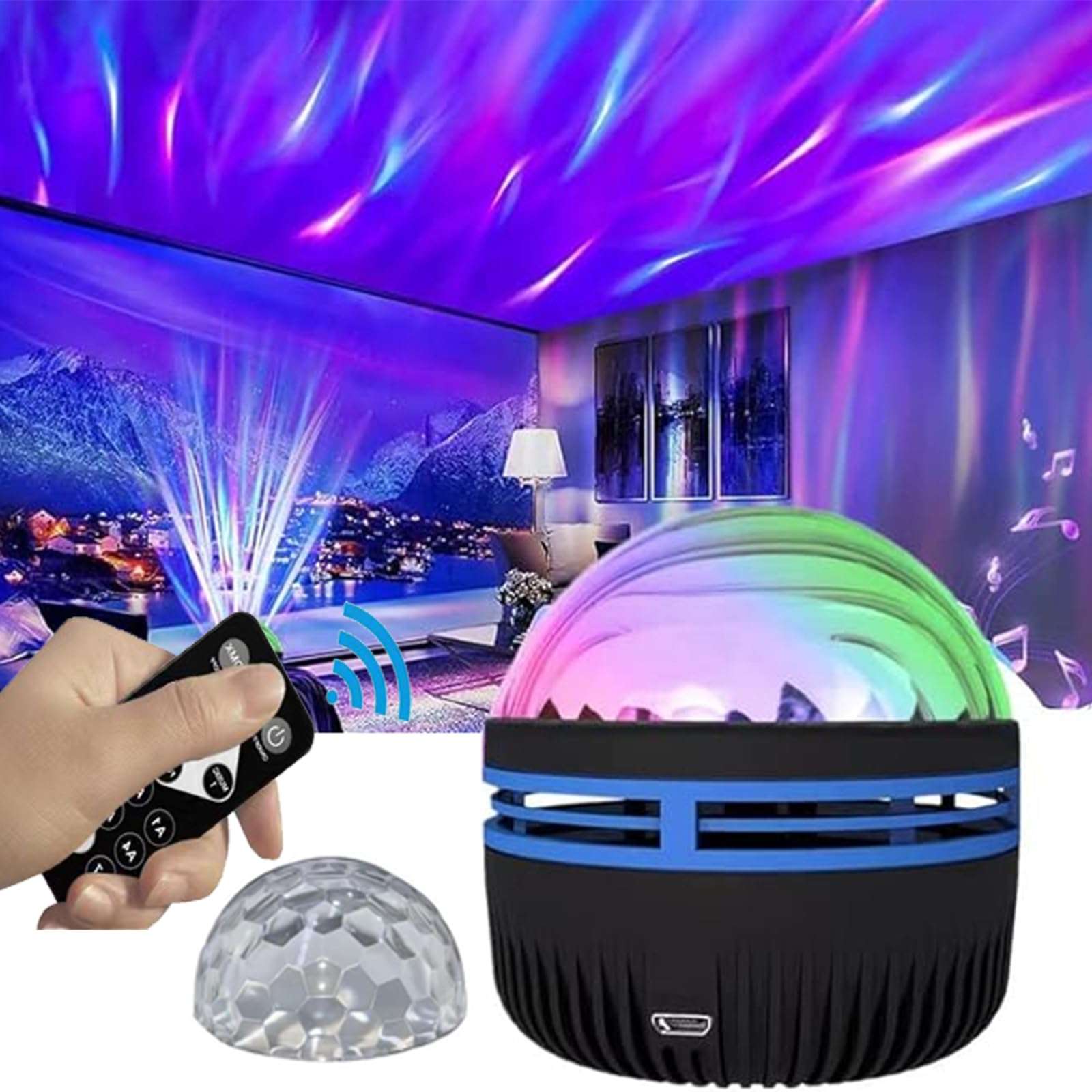 2-in-1 Northern Lights & Ocean Wave Projector,Northern Lights Projector,LED Galaxy Star Projection Aurora Night Light with 14 Light Effects & Remote Control for Bedroom,Game Rooms Birthday Christmas - Image 1