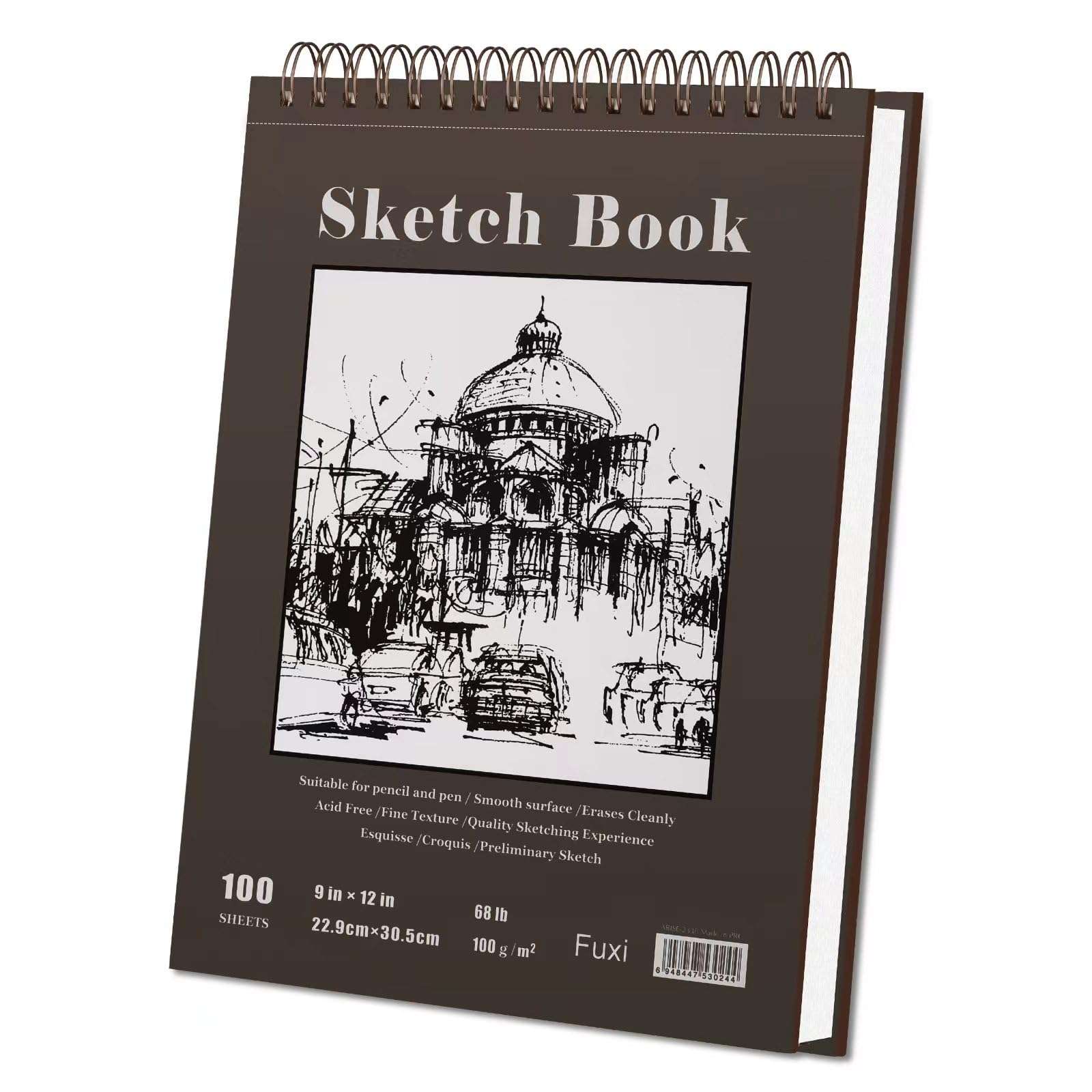 Fuxi 9" x 12" Sketch Book, Top Spiral Bound Sketch Pad, 100 Sheets 68lb/100gsm Acid-Free Drawing Paper, Art Sketchbook for Drawing Pad for Kids Artists & Beginners Professional Art Supplies for Adults - Image 9