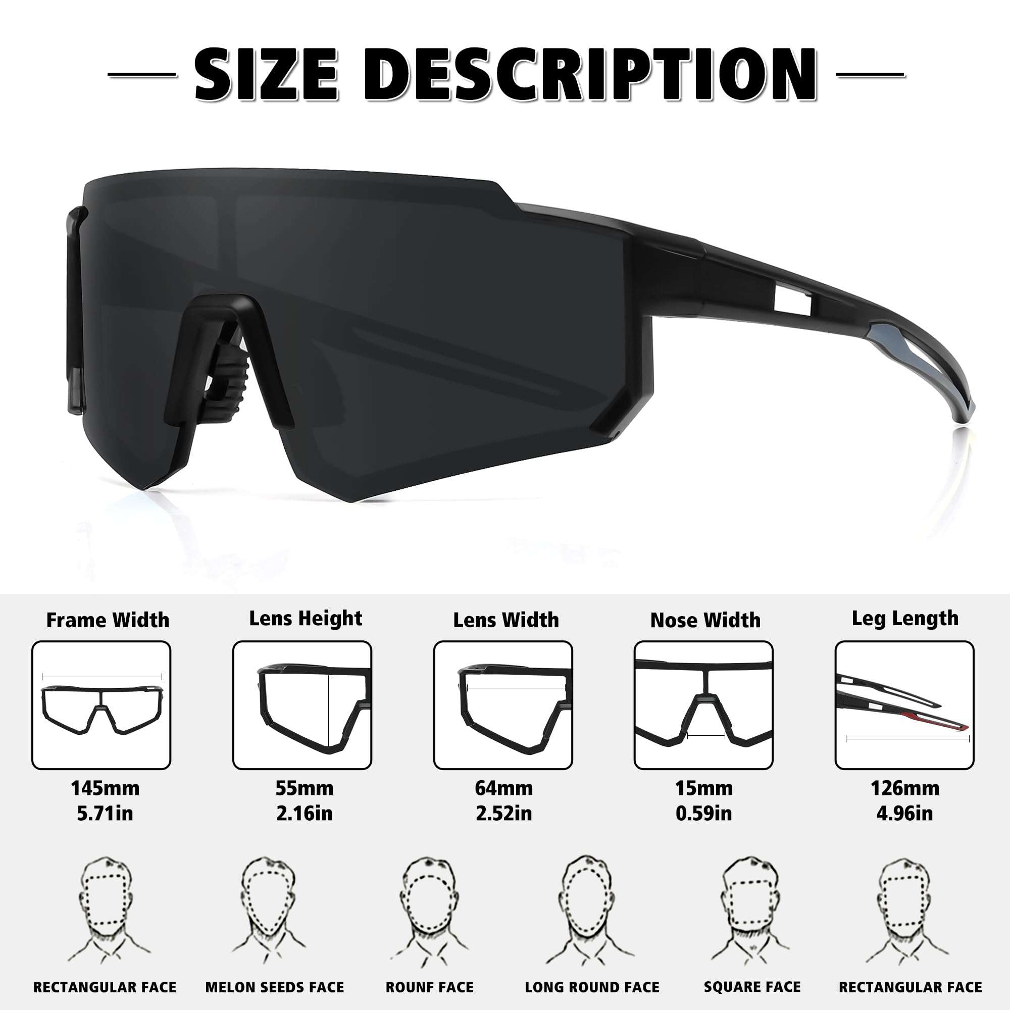 STORYCOAST Polarized Sports Sunglasses for Men Women,Driving Fishing Cycling Mountain Bike Sunglasses UV400 Protection - Image 3