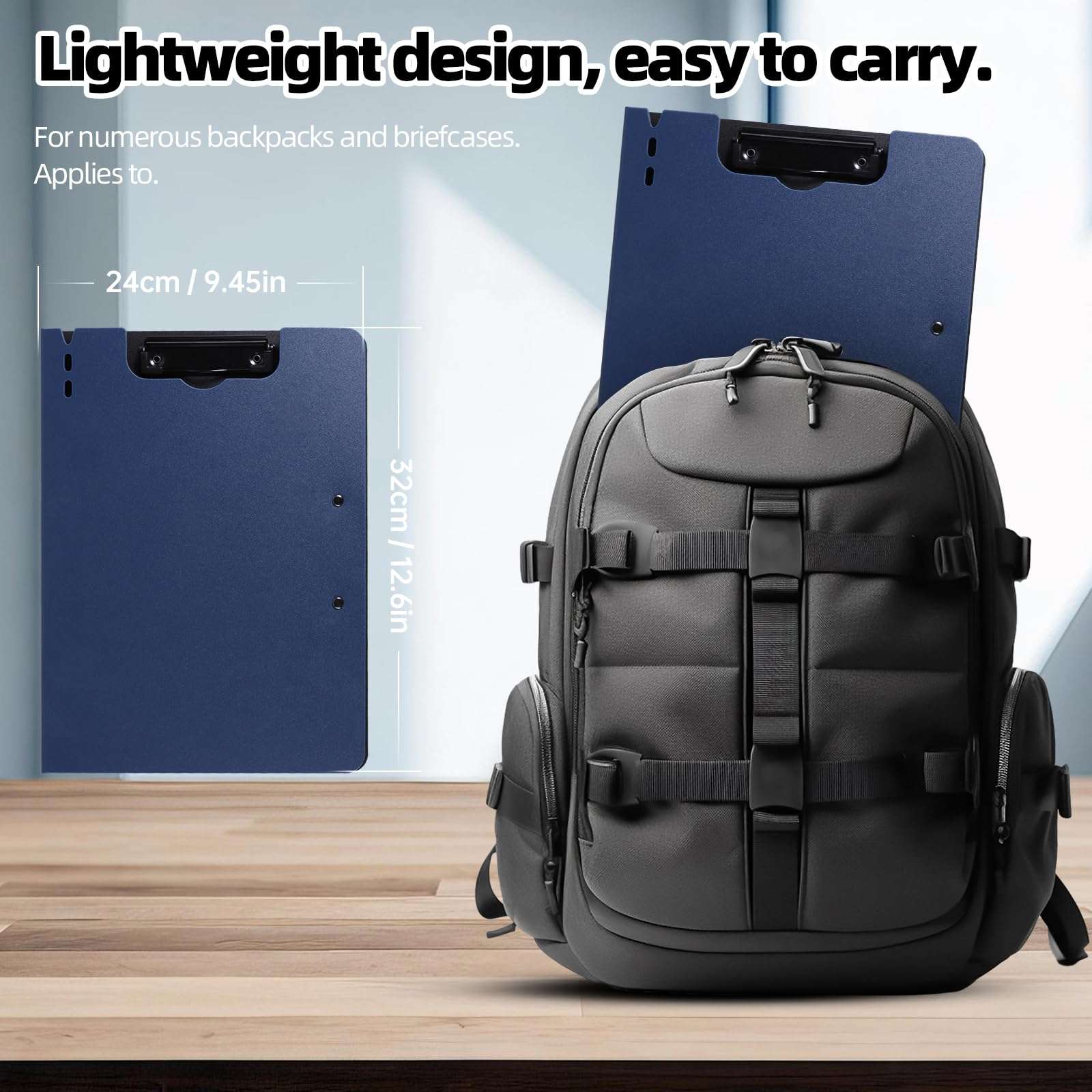 FRETONBA Clipboard Folder, A4 Foldable Clipboard with Horizontal and Vertical Double Metal Clips, 360 Degree Foldable Binder Clipboards with Pen Holder, File Cover Work Folder Clipboards, Blue - Image 2