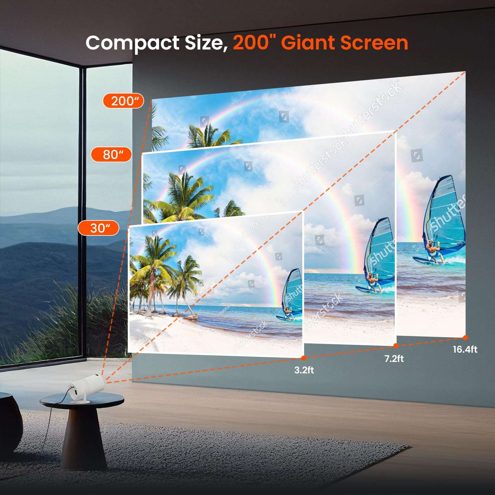 [Two-Way Bluetooth 5.2] Mini Portable Projector 1080P HD Multi-Angle Projection, Tecaki Smart Projector with 180°Rotatable Mount Auto Keystone Correction Long Lens Life (White2) - Image 8