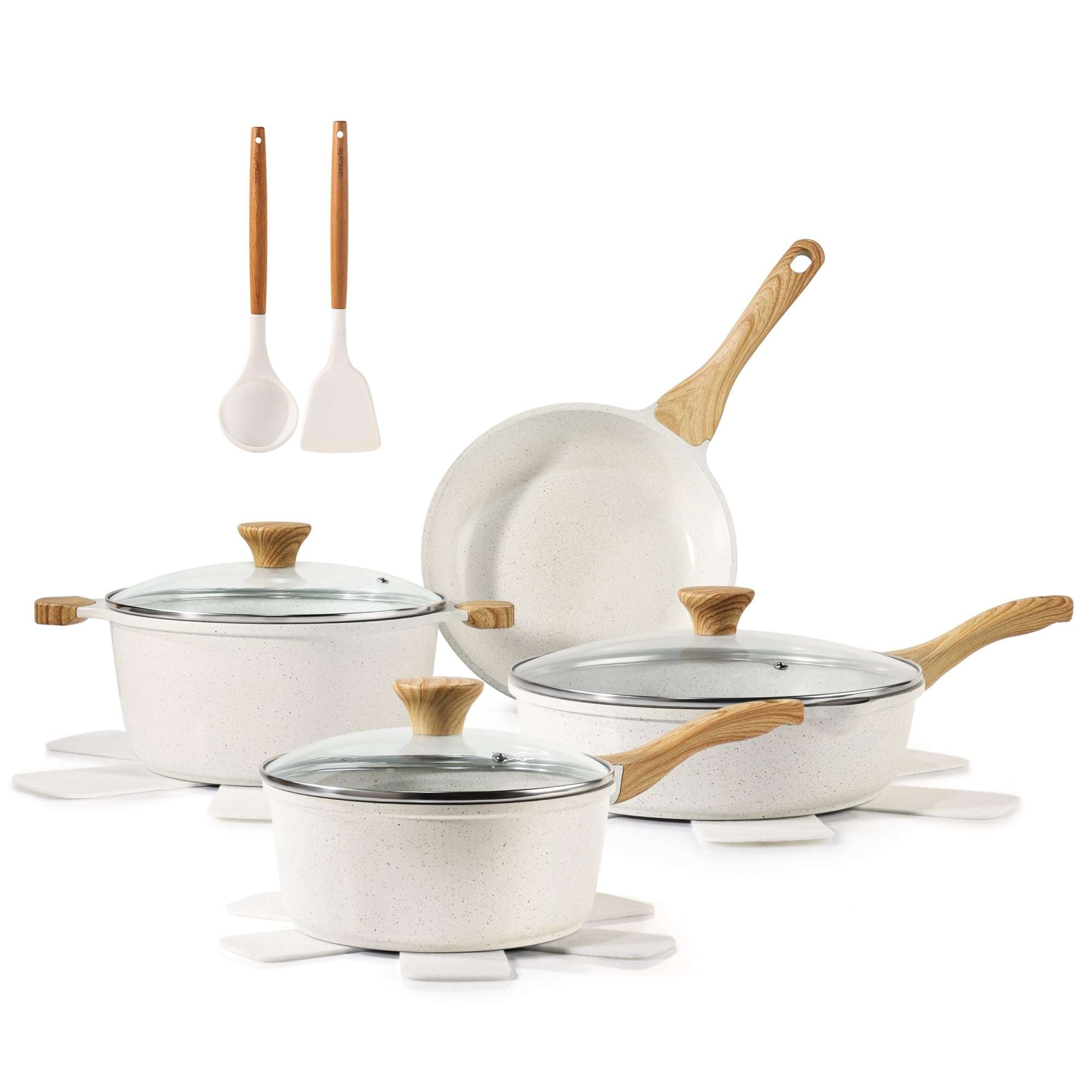 SENSARTE Nonstick Ceramic Cookware Set 13-Piece, Healthy Pots and Pans Set, Non-toxic Kitchen Cooking Set with Stay-Cool Handles, Silicone Tools and Pot Protectors, PFAS and PFOA Free - Image 1