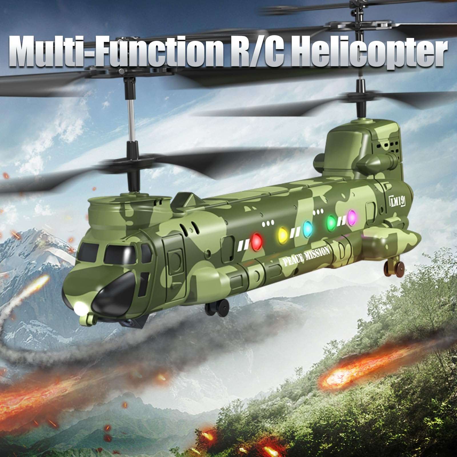 OBEST LM19-D Chinook RC Helicopter,Remote Control Military Helicopter with Camera,Twin-propeller with Altitude Hold,One Key take Off/Landing,Army RC Toys for Boys and Military Fans - Image 5