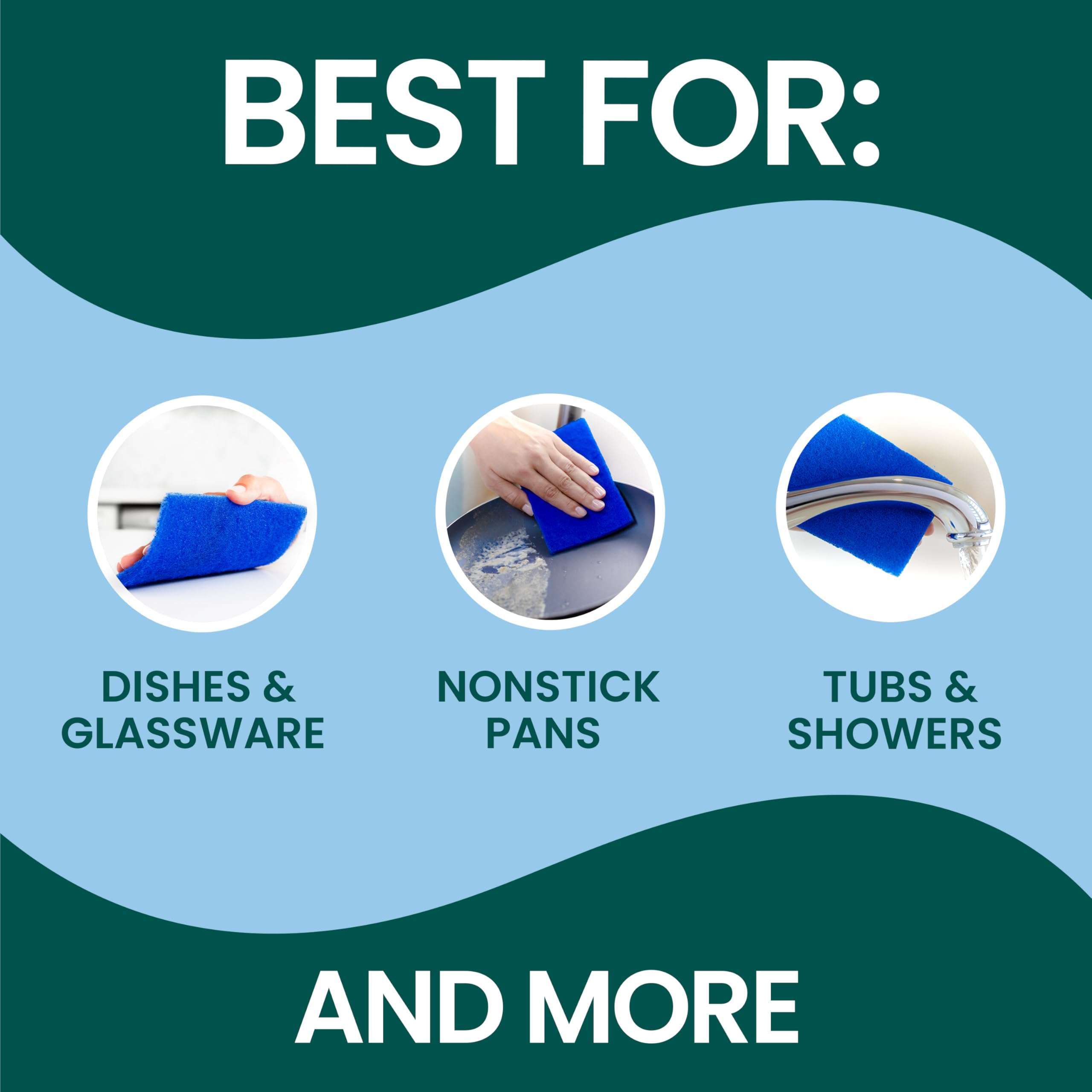 Scotch-Brite Zero Scratch Scouring Pad, Effective + Gentle Dish Scrubber for Household Cleaning, 3 Scrub Pads for Dishes, Nonstick Pots and Pans, Glass, Tubs, Showers, Reusable & Durable - Image 5