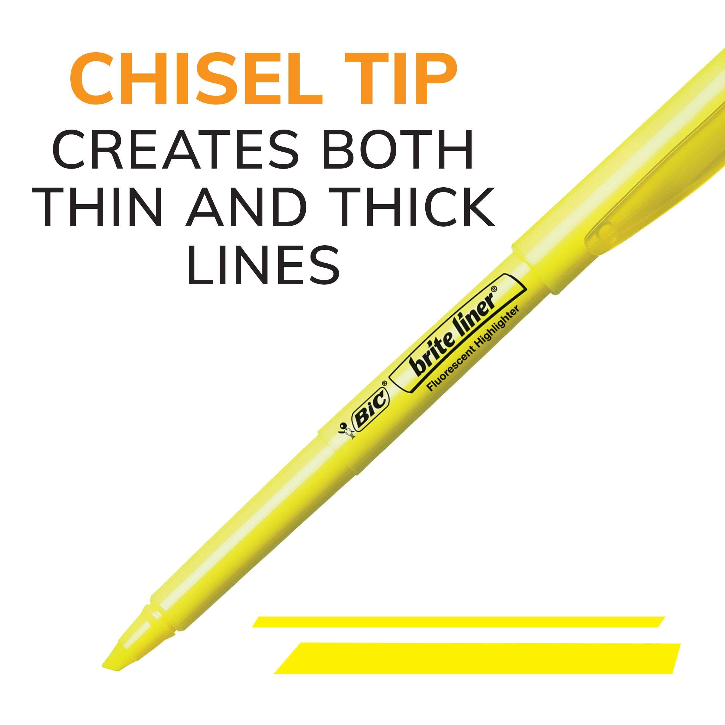 BIC Brite Liner Highlighters with Chisel Tip for Broad and Fine Lines, 24-Count Pack in Assorted Colors - Image 5
