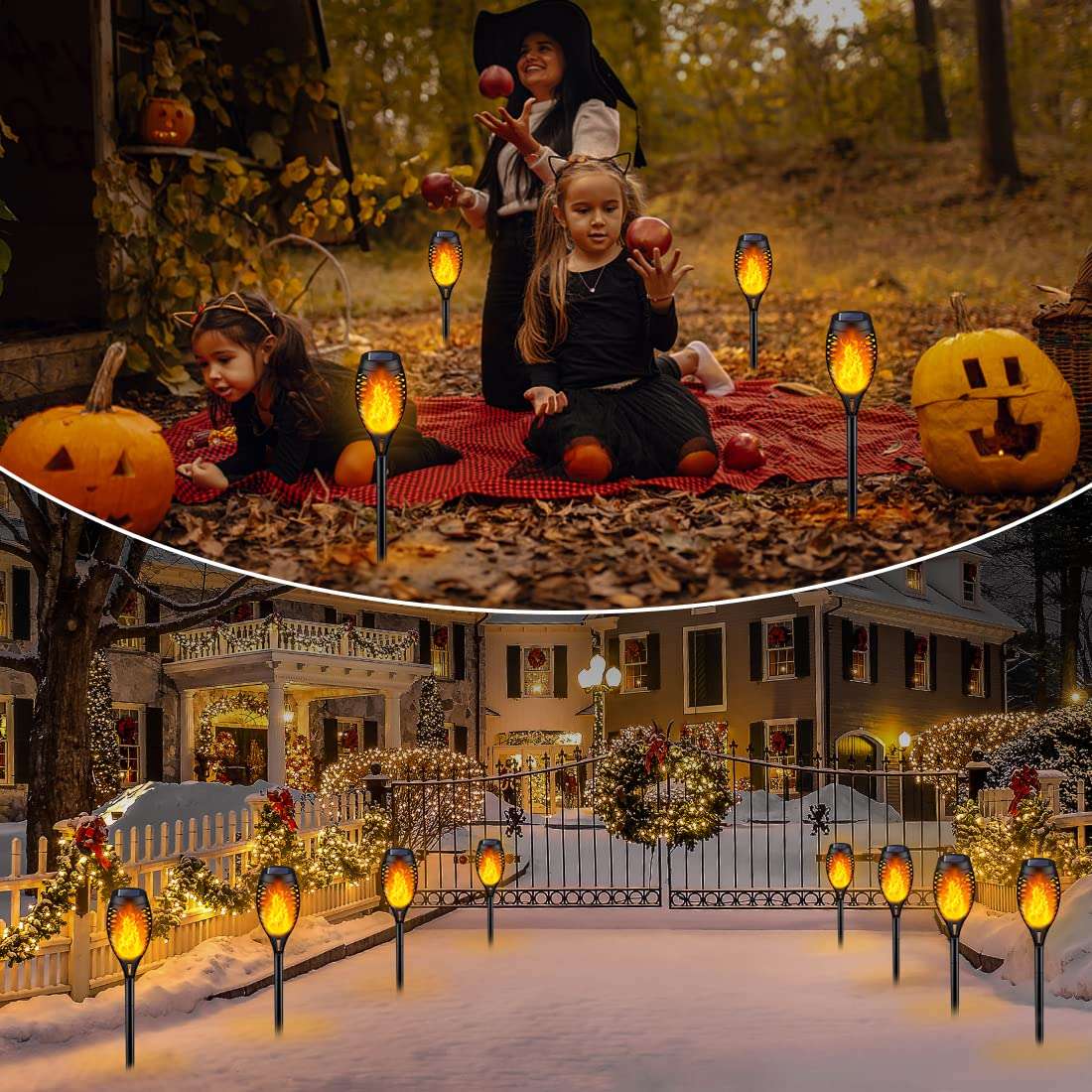 IkeeRuic Solar Lights Outdoor, Solar Torch Light with Flickering Flame for Halloween Decor, Solar Garden Lights, Waterproof Outdoor Lighting, Flame Torches for Outside Patio Pathway Yard Decorations - Image 6