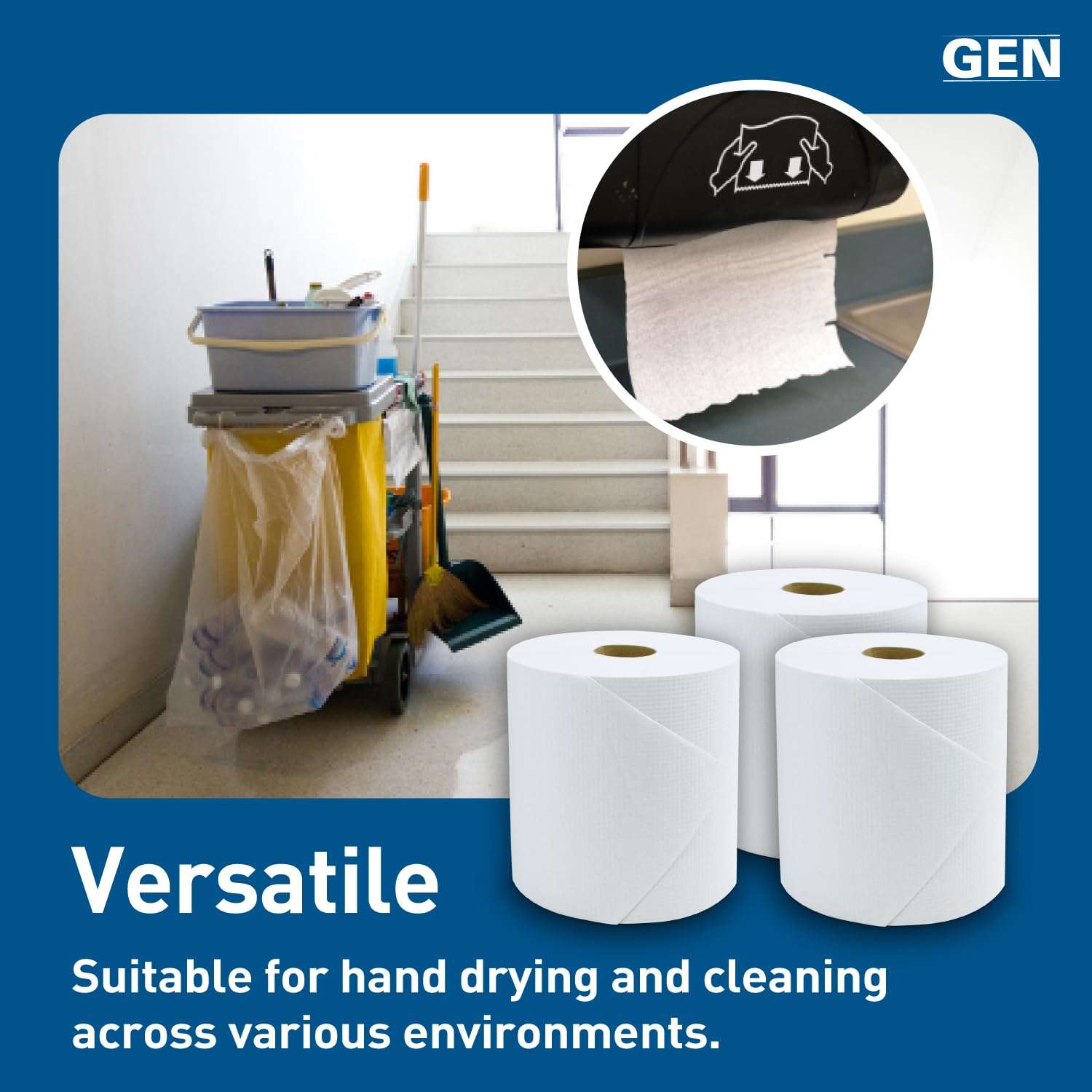 GEN Hardwound Roll Towels - White, 8-Inch x 800 ft, 6 Rolls/Carton - Image 7