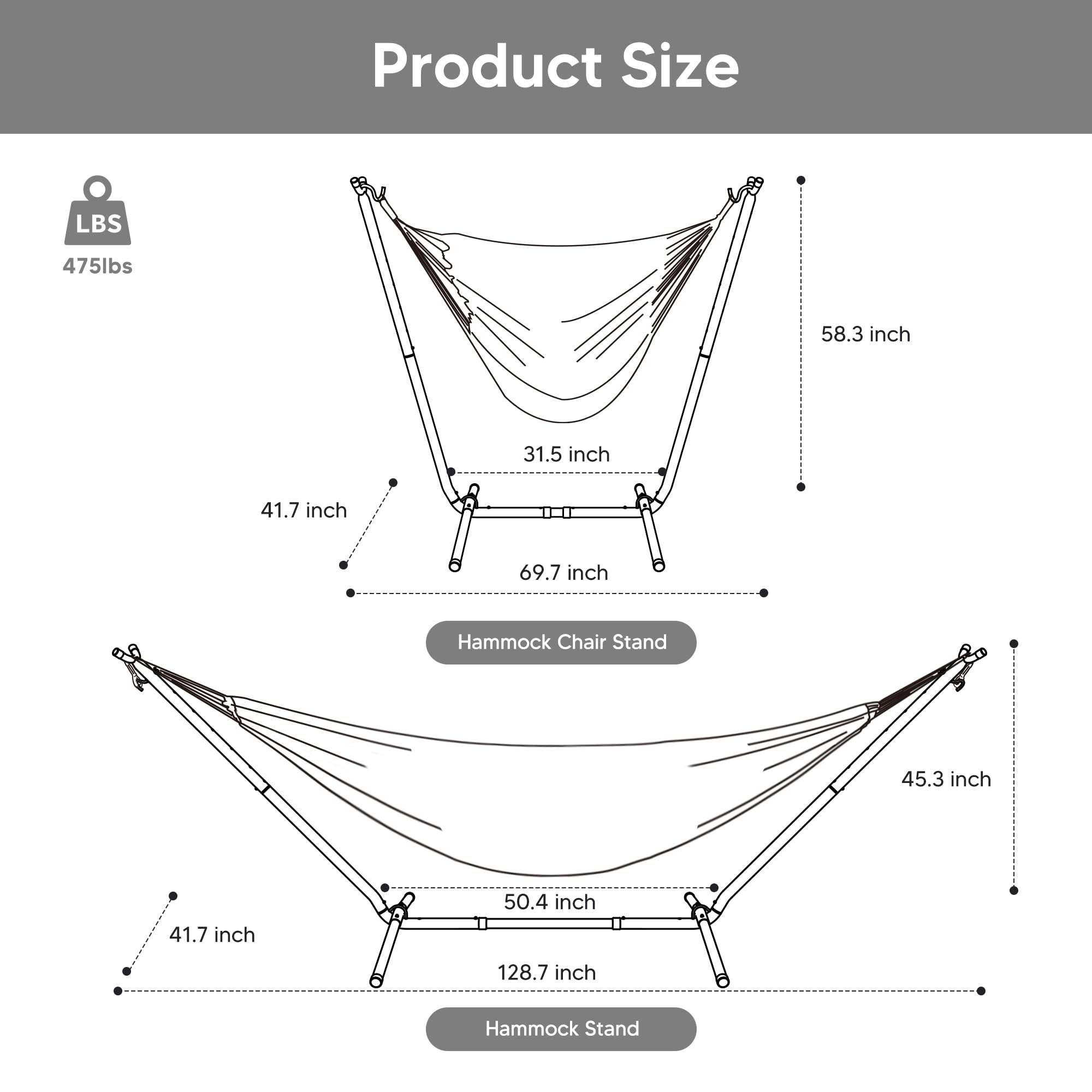 SUNCREAT 2-in-1 Convertible Backyard Fabric Hammock with Stand, Large Hammocks for Outside, Patent Pending, Light Green Stripes - Image 2