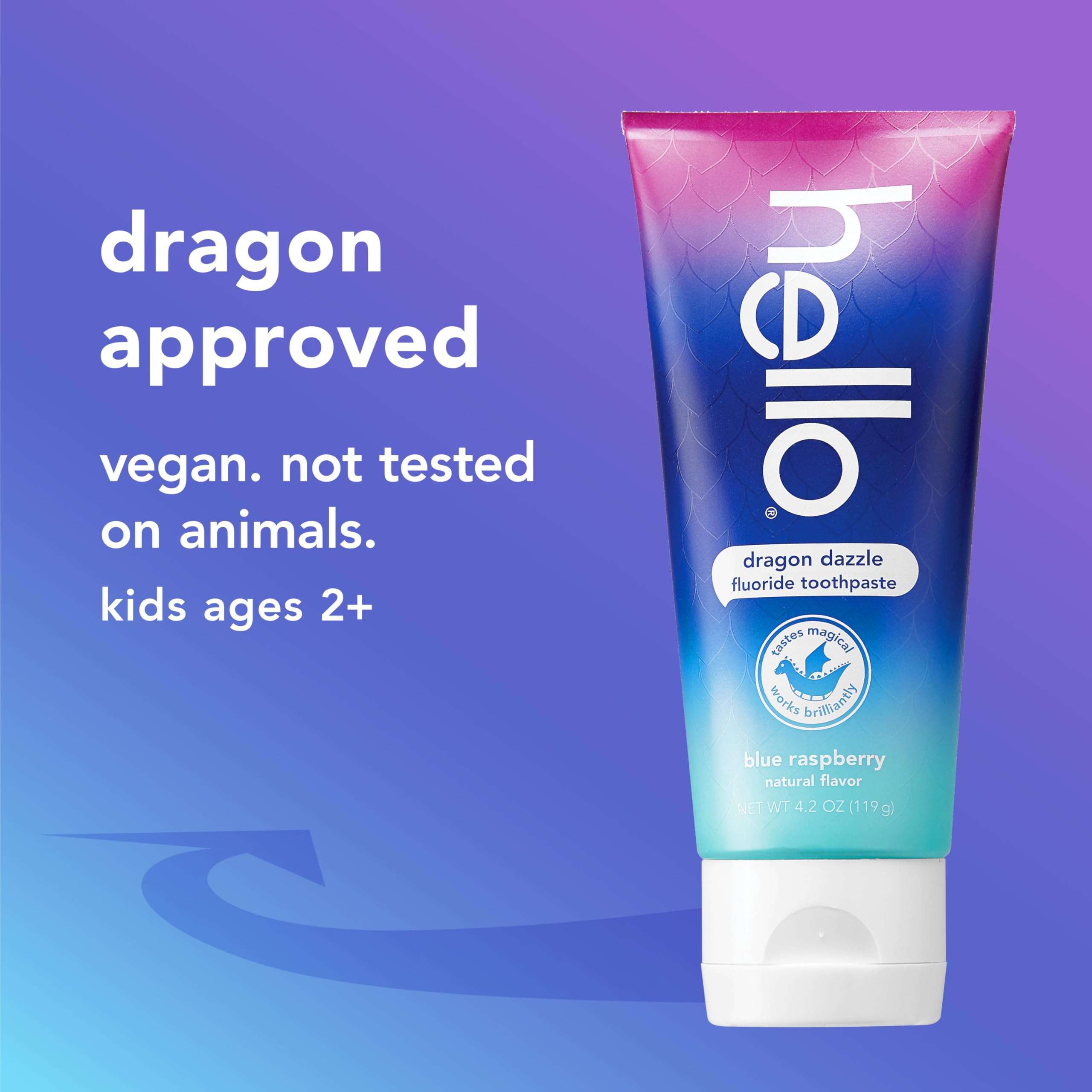 hello Dragon Dazzle Blue Raspberry Kids Toothpaste, Fluoride Toothpaste, Ages 2+, No Artificial Sweeteners, No SLS, Gluten Free, Vegan, Pack of 3, 4.2 OZ Tubes - Image 5