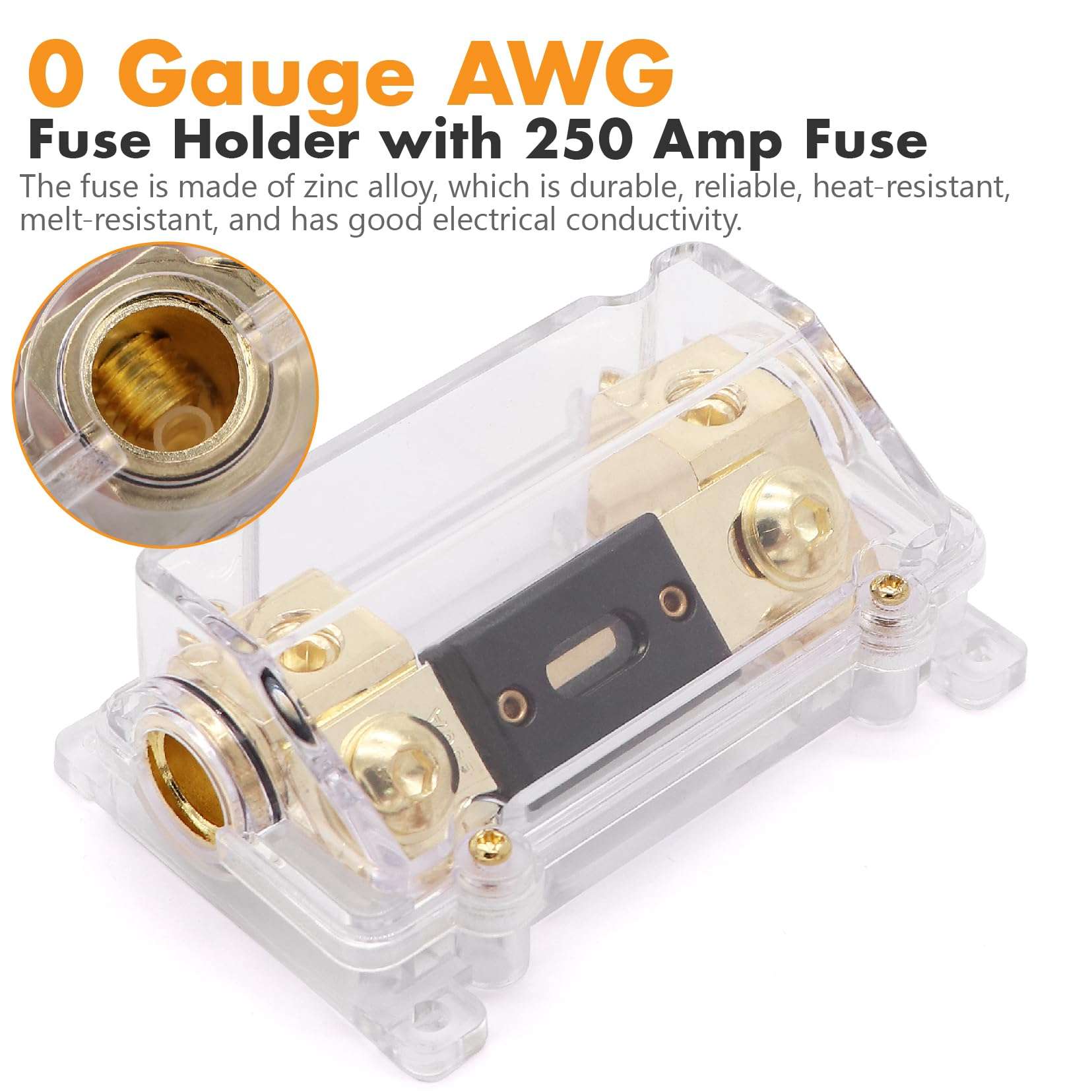 1/0 Gauge Car Amplifier Power Ground Wire Kit Battery Cable，Automotive Wire, Big 3 Upgrade Kit, Amp Install Wiring Kit with Lugs Terminal ANL Fuse and Heat Shrink Tube - CCA Wire 40 FT - Image 8