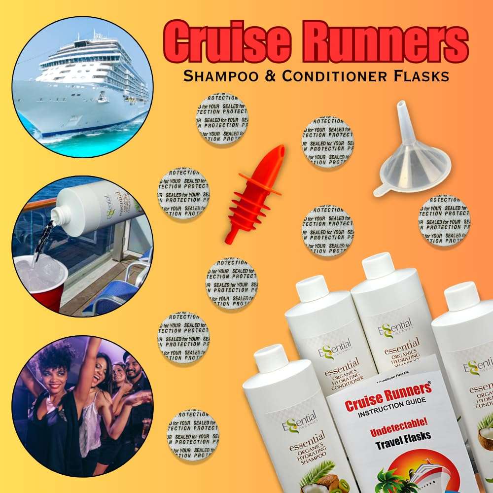 Fake Shampoo & Conditioner By CRUISE RUNNERS Hidden Liquor Alcohol Flasks For Booze Cruise Enjoy Rum Runners 4 Bottles - Image 2