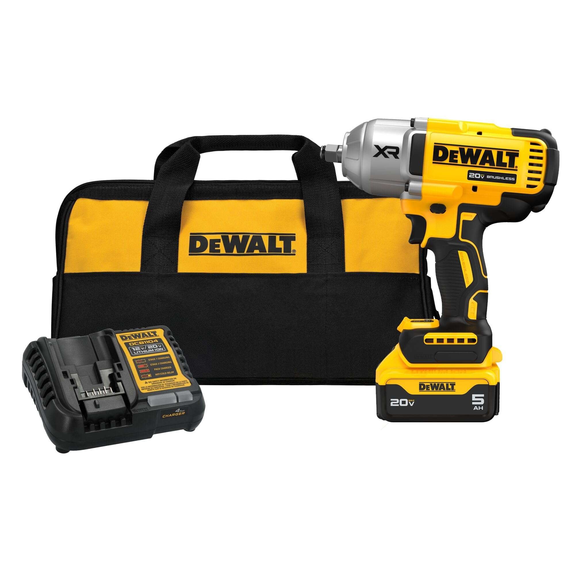 DEWALT 20V MAX Cordless Impact Wrench Kit, 20V MAX, 1/2" Hog Ring With 4-Mode Speed, Includes Battery, Charger and Kit Bag (DCF900P1) - Image 1