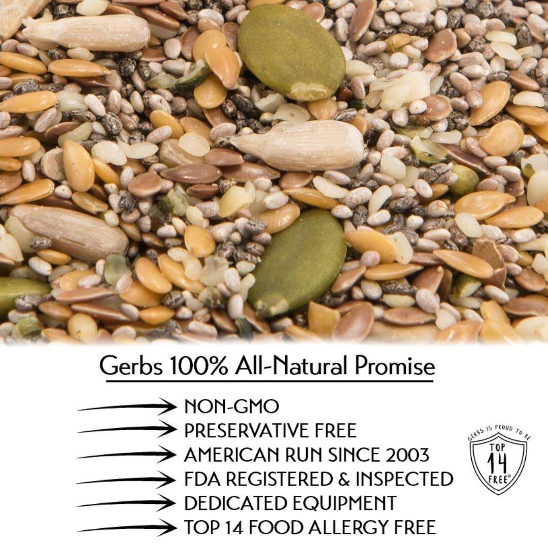 GERBS Raw Super 7 Seed Snack Trail Mix 1 LBS. | Top 14 Food Allergy Free | Resealable Bulk Bag | Made in USA | Raw Pumpkin | Sunflower | Brown & Golden Flax | Black & White Chia | Hemp | Gluten Free - Image 5