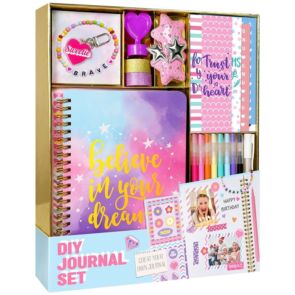 Nollh DIY Journal Kit for Girls - DIY Journal Set for Tween & Teen Girls, Stationery Set, Scrapbook & Diary Supplies Set, Journaling Art Crafts Kit, Ideal Gifts for 8 9 10 11 12 13 14 Year Old Girl - Image 1