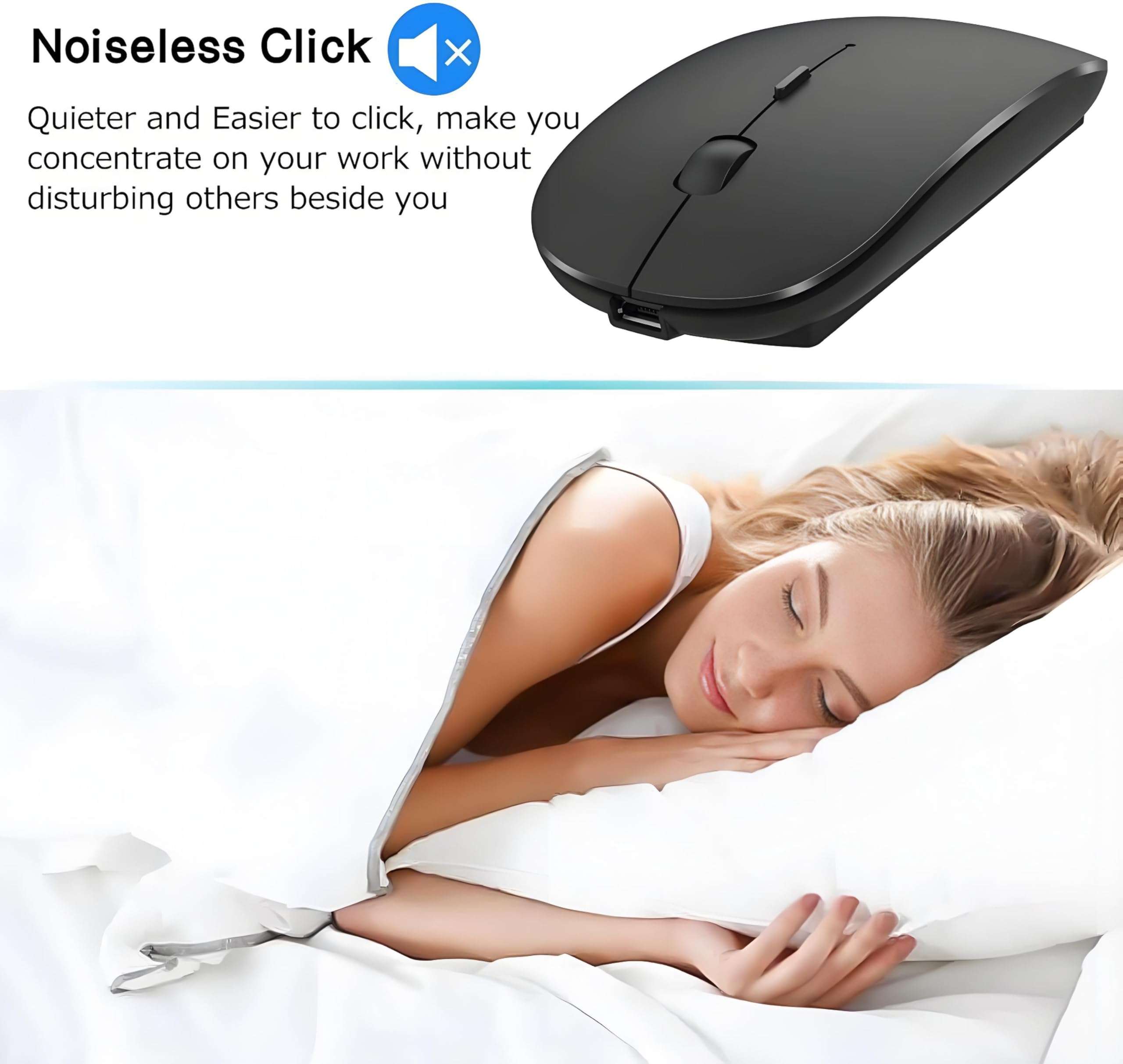 ZERU Bluetooth Mouse,Rechargeable Wireless Mouse for MacBook Pro/MacBook Air/Laptop/PC/Mac/iPad pro/Computer,Bluetooth 5.2 + 3.0 +2.4G USB Receiver - Image 6