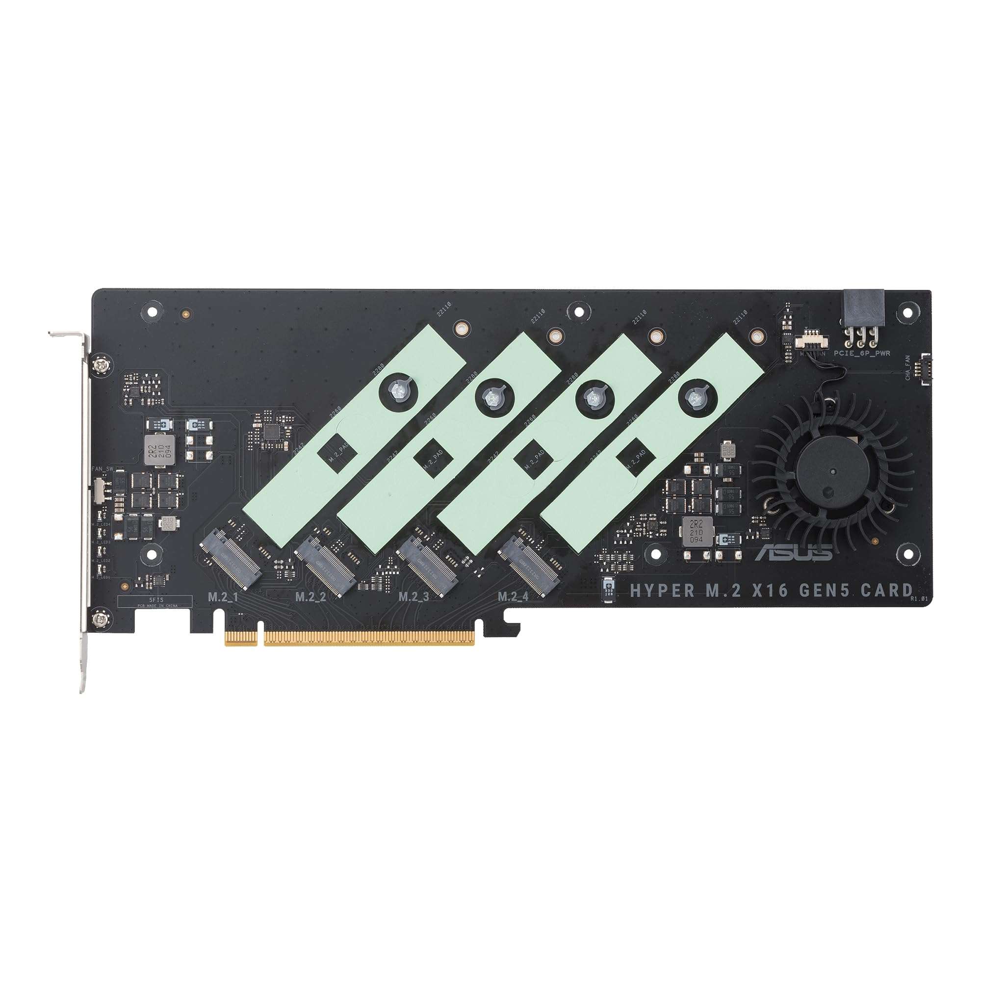 ASUS Hyper M.2 x16 Gen5 Card (PCIe 5.0/4.0) Supports Four NVMe M.2 (2242/2260/2280/22110) Devices up to 512 Gbps for AMD and Intel® Platform RAID Functions. - Image 4