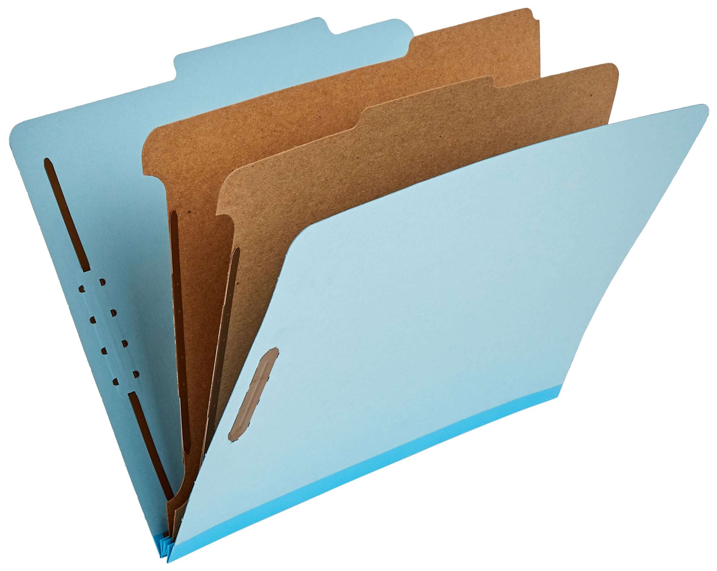 Amazon Basics Classification Folder with Prongs, 100% Recycled, 2 Dividers, 2" Embedded, 12.17 x 10.39 inch (Letter) Size, Light Blue, 10 Count per Box - Image 1