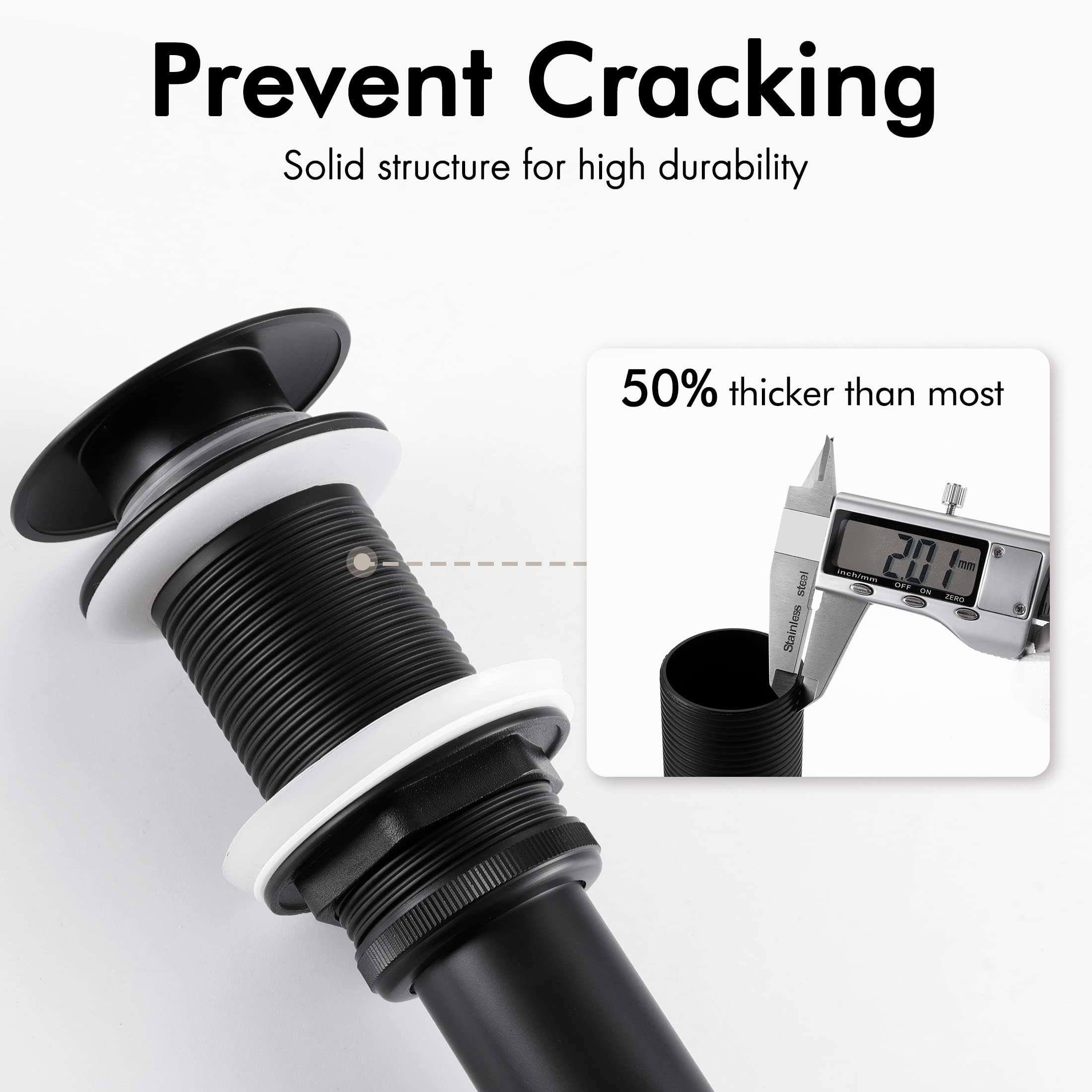 KES Bathroom Sink Drain Without Overflow Vessel Sink Lavatory Vanity Pop Up Drain Stopper Matte Black, All Metal Rustproof Brass and 304 Stainless Steel, S2008D-BK - Image 5