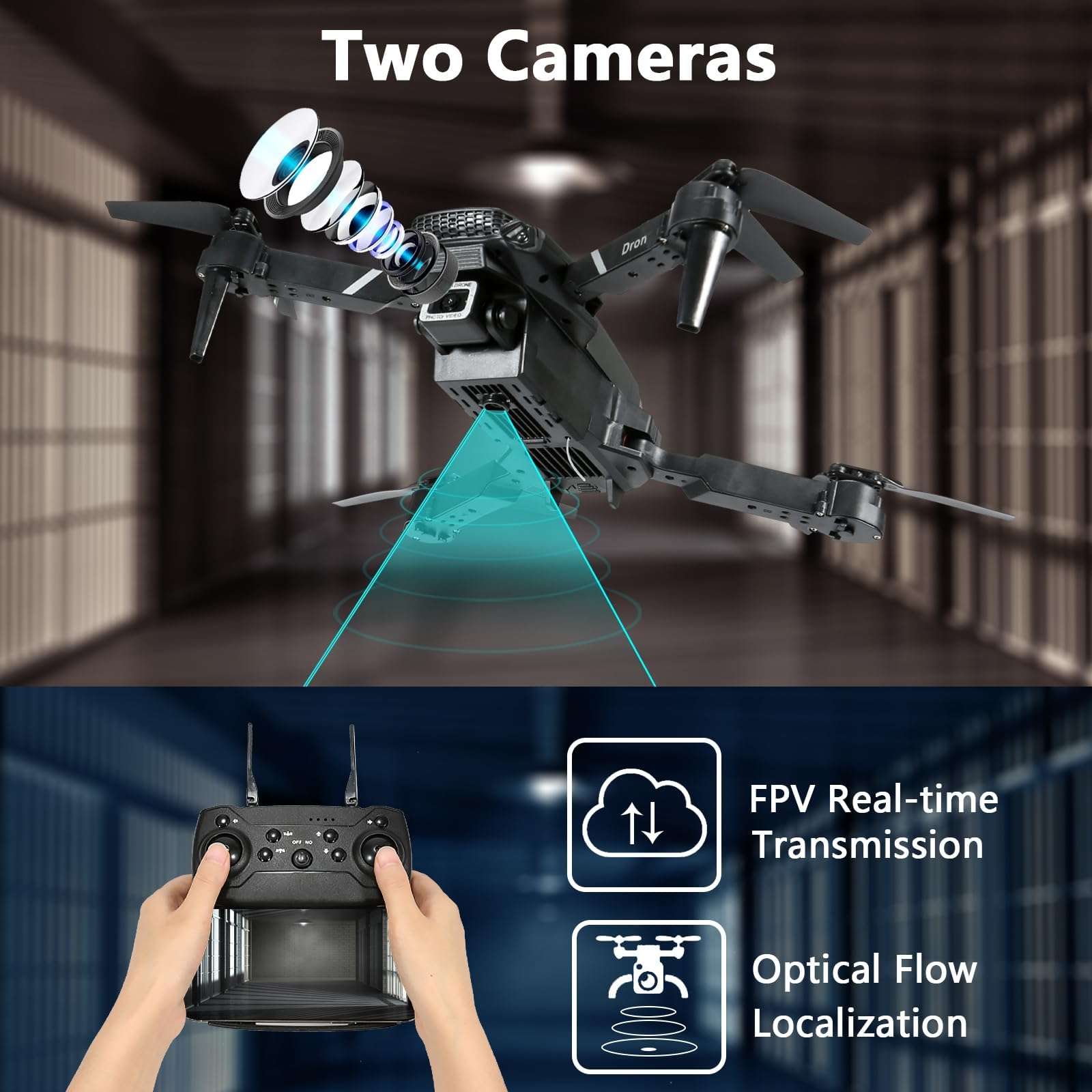 FLYVISTA Mini Drone with Camera for Adults Kids, 1080P WiFi FPV Camera Drone with 3 Batteries, One-Click Take Off/Landing, Altitude Hold, Headless Mode, 360° Flips, 3-Gear Speeds, Emergency Stop, Carrying Case, Toys Gifts for Kids and Adults Beginner - Image 3