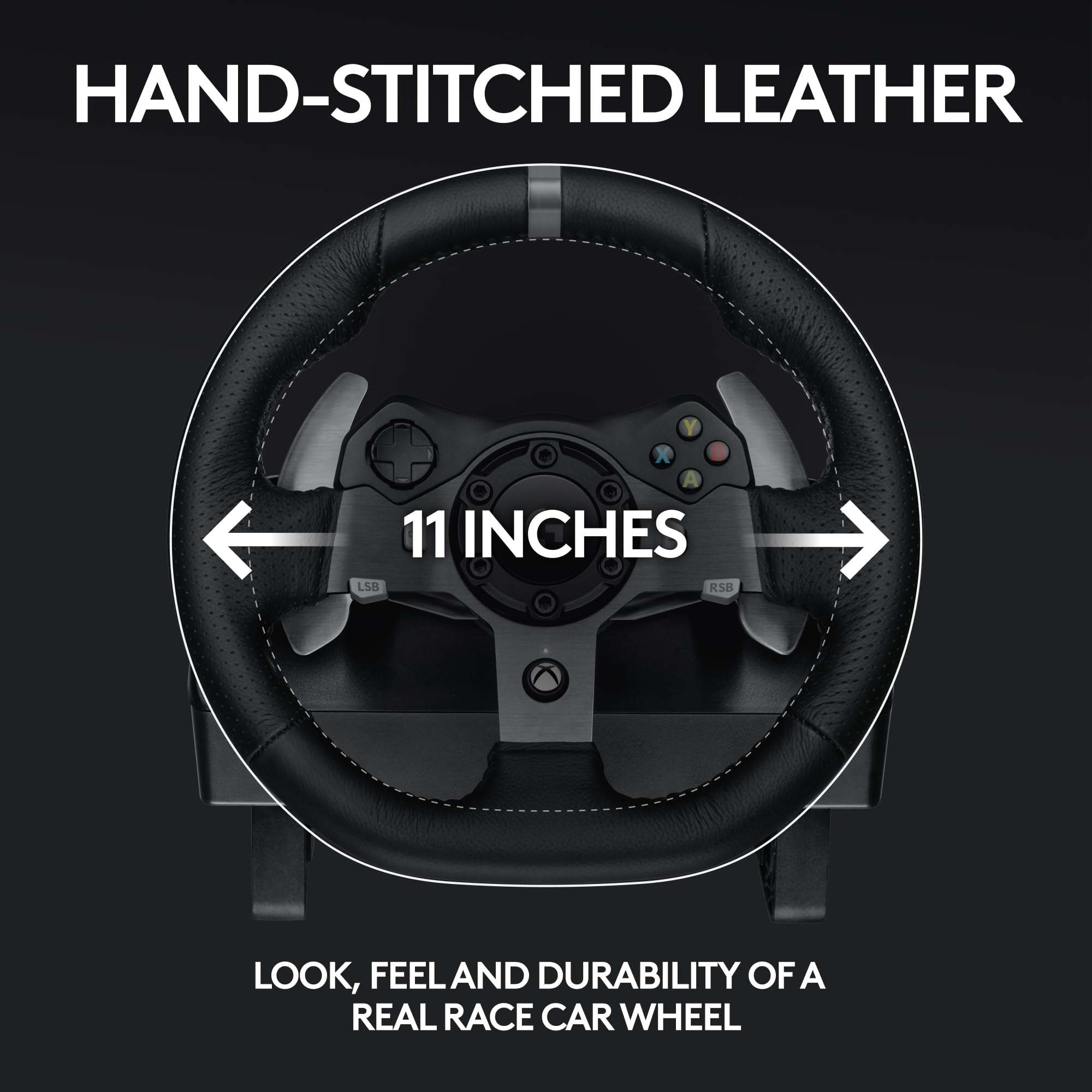Logitech G920 Driving Force Racing Wheel and Floor Pedals, Real Force Feedback, Stainless Steel Paddle Shifters, Leather Steering Wheel Cover for Xbox Series X|S, Xbox One, PC, Mac - Black - Image 6