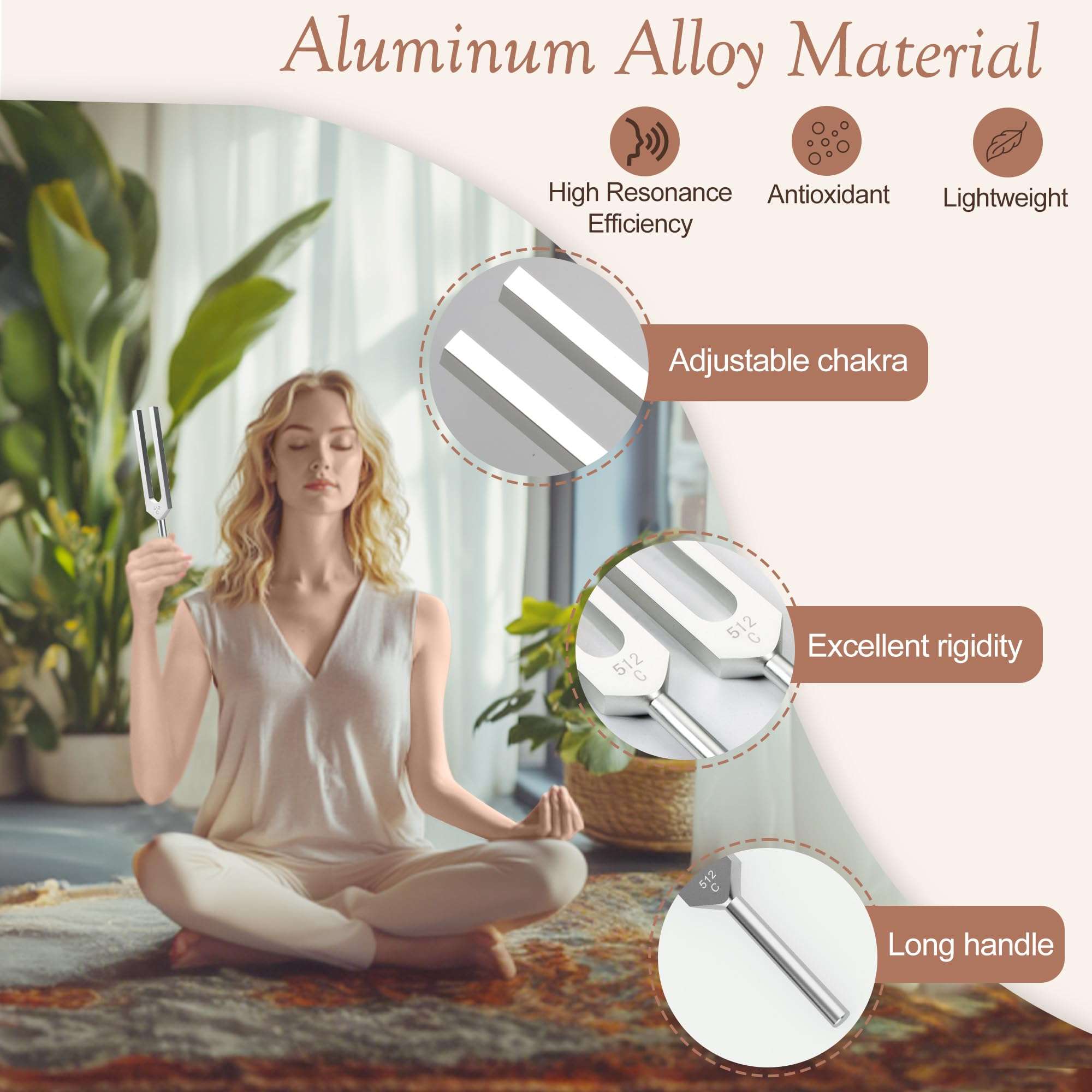 DiDiBirDi 512Hz Tuning Fork, Aluminum Alloy, Includes Silicone Hammer and Storage Bag for Yoga,Meditation,Relaxation - Image 4