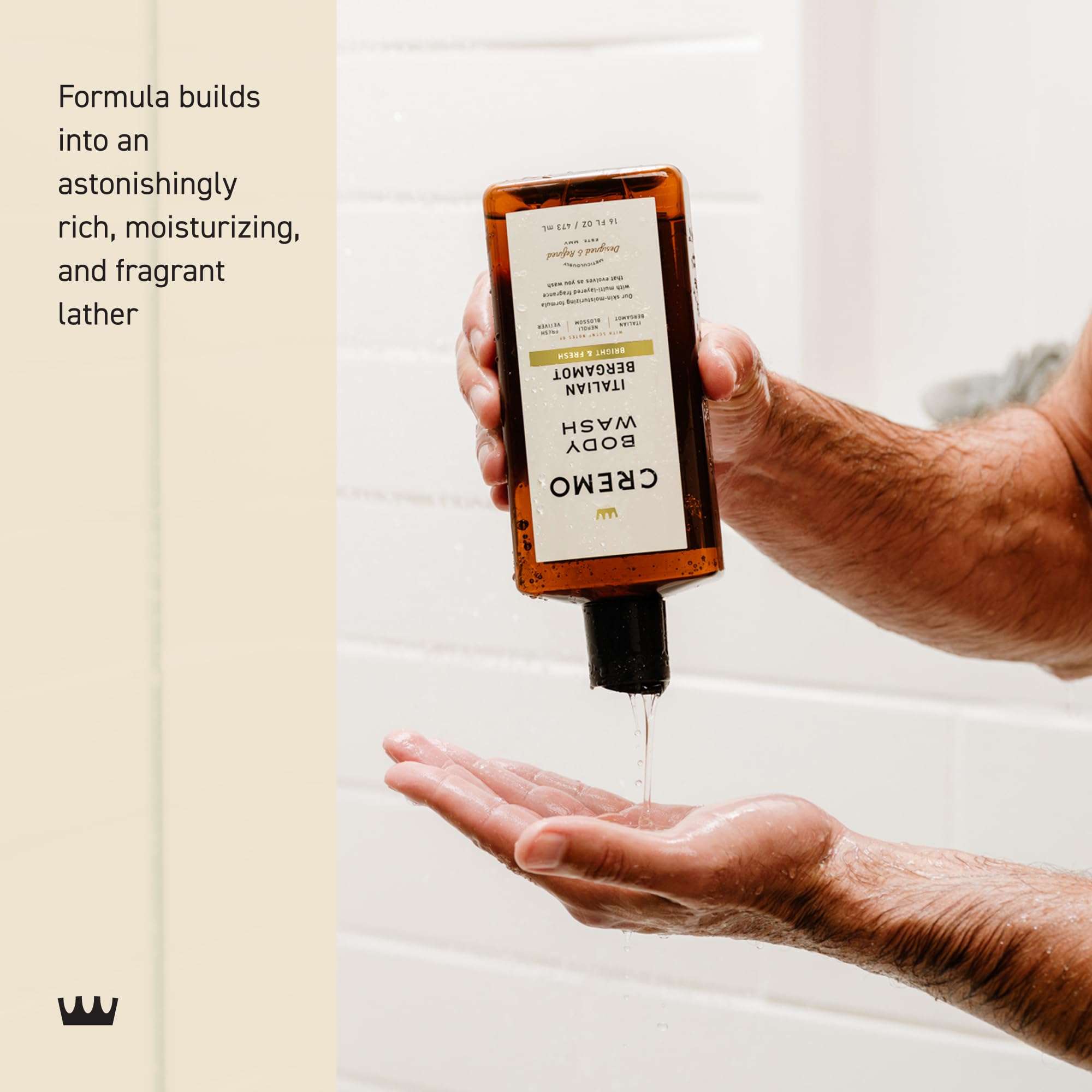Cremo Body Wash Men, Notes of Italian Bergamot, Neroli Blossom, and Fresh Vetiver, Rich-Lathering Italian Bergamot, 16 Fl Oz - Image 4