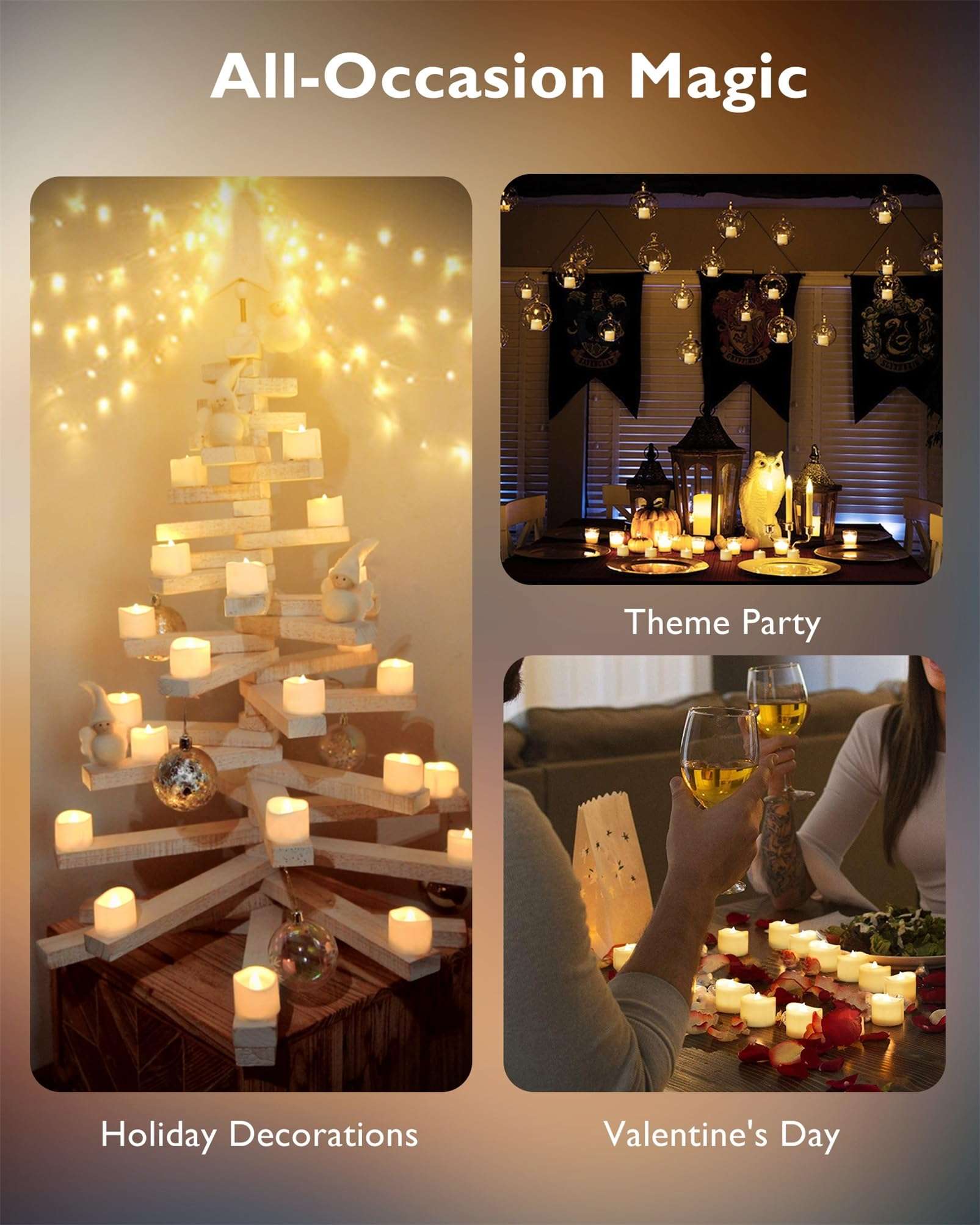 Homemory 12Pcs Flickering Flameless Candle Battery Operated, 200+Hours Fake Electric LED Tea Lights for Votive, Centerpiece Table Decorations, Wedding, Aniversary, Halloween, Christmas - Image 5