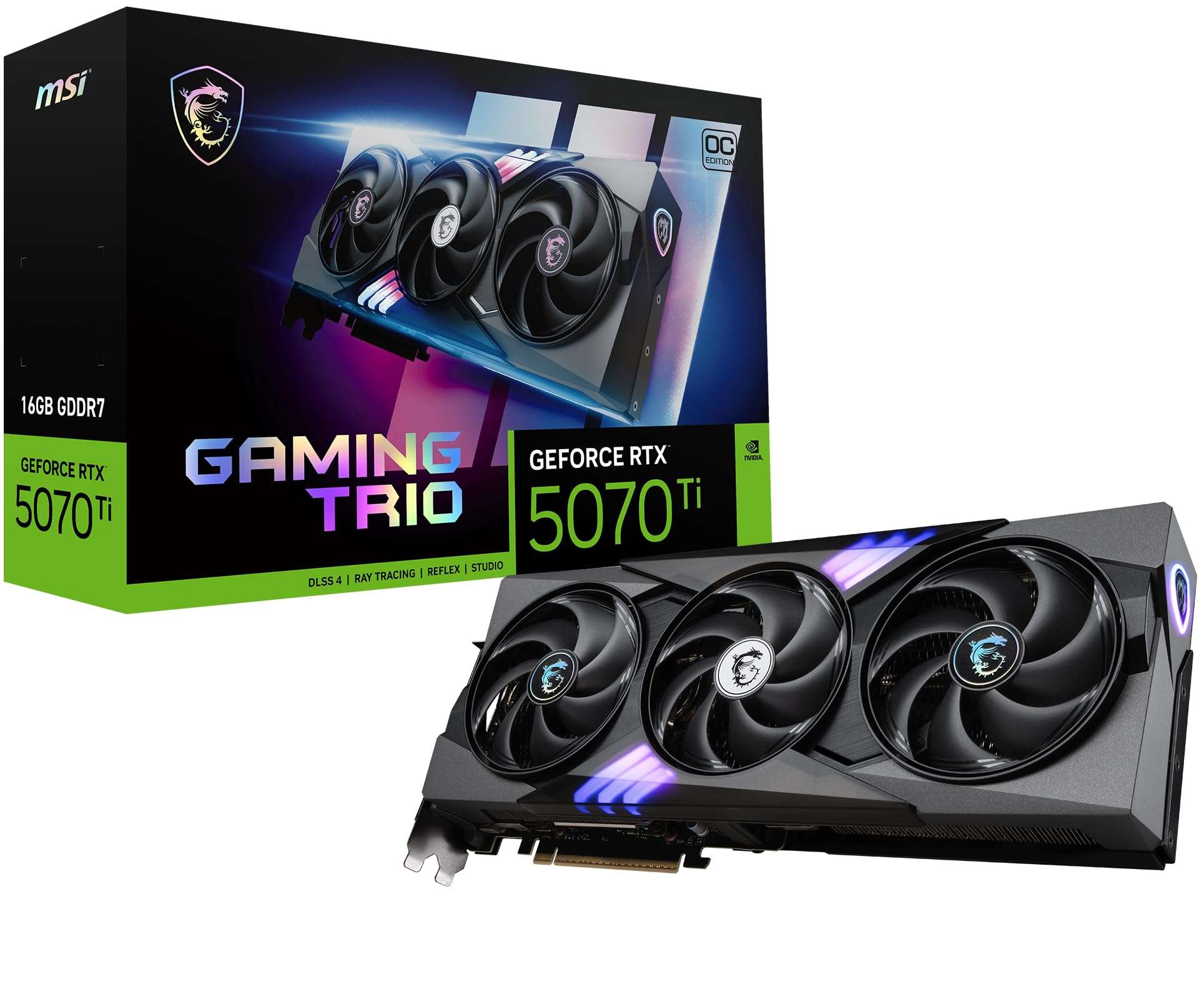 MSI Gaming RTX 5070 Ti 16G Gaming Trio OC Plus Graphics Card (16GB GDDR7, 256-bit, Extreme Performance: 2580 MHz, DisplayPort x 3 2.1a, HDMI 2.1b, NVIDIA Blackwell Architecture) - Image 1