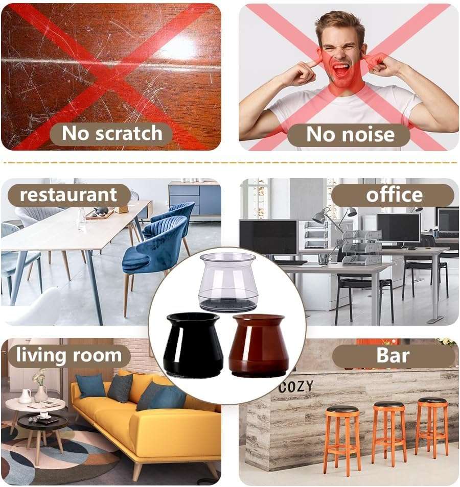 BUMACO 40Pcs Chair Leg Floor Protectors Chair Leg Protectors for Hardwood Floors Silicone Pads Covers to Protect Floors Universal L Clear Fit (1-5/16"~2") - Image 5
