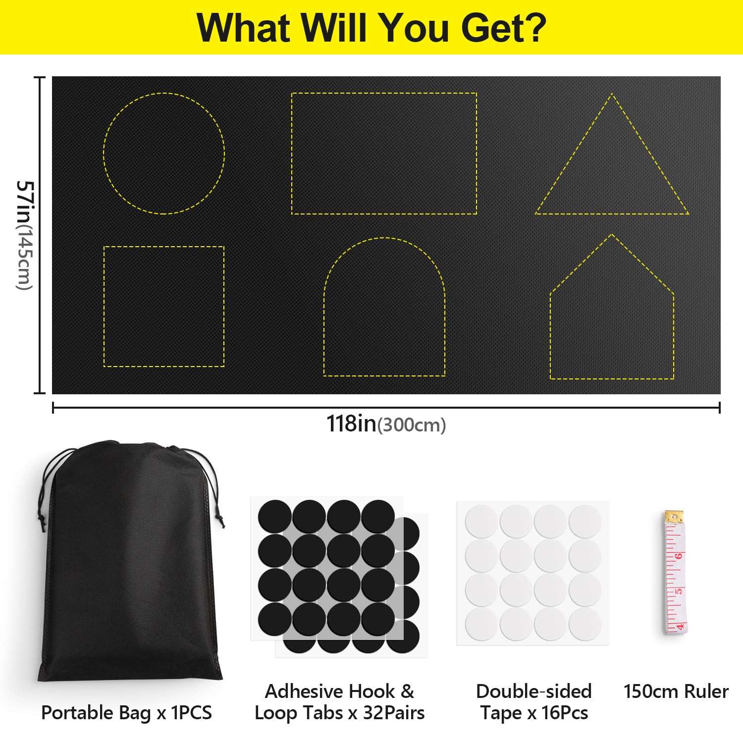 FADOTY Blackout Curtains for Bedroom, Portable 100% Black Out Window Cover Film, Cuttable Blackout Shades Fabric Sheet, No Drill Window Blinds, Sun Heat Light Blocker for Travel Media Dorm, 57'' W - Image 2
