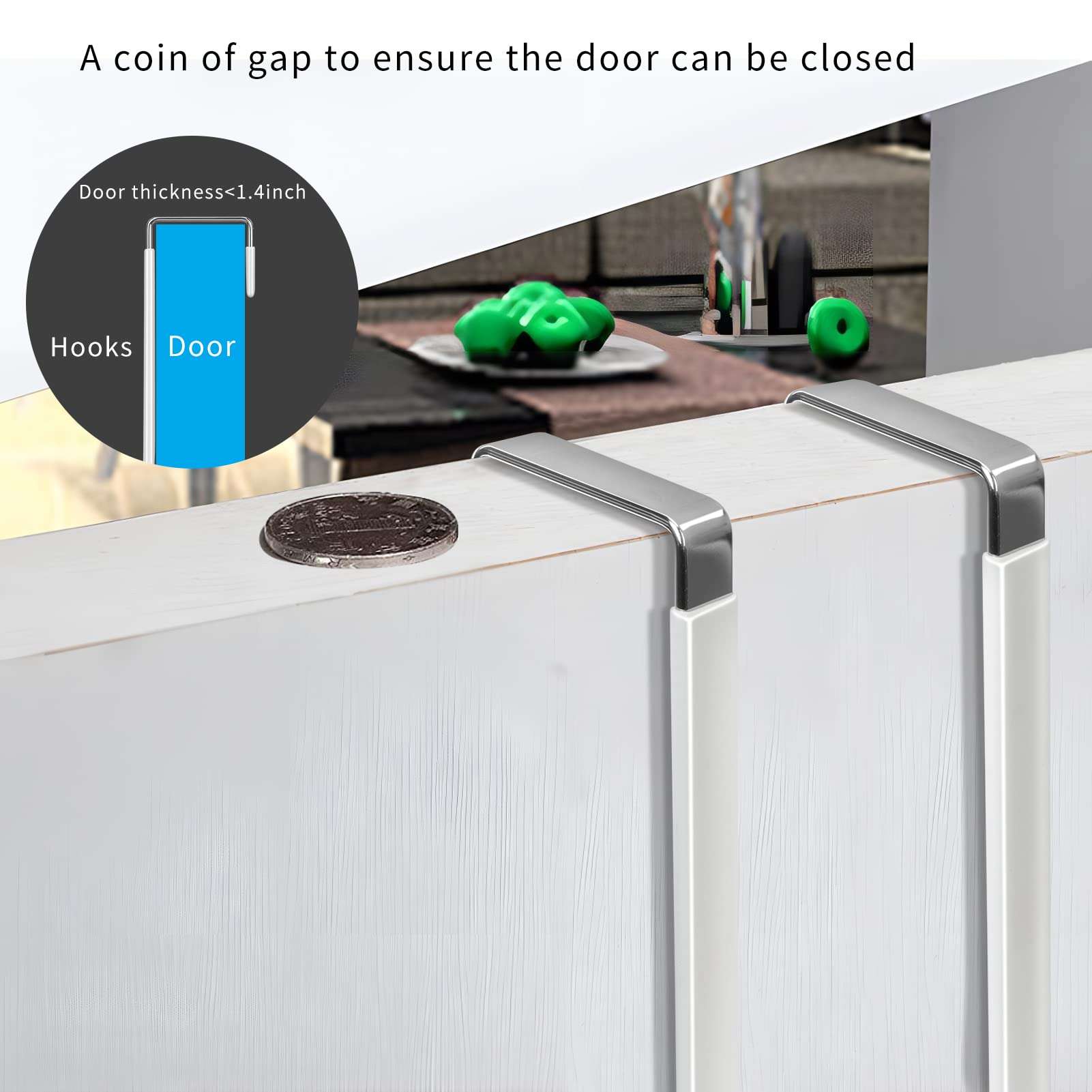 FYY Over The Door Hooks, 4 Pack Hangers Hooks with Rubber Prevent Scratches Heavy Duty Organizer for Living Room, Bathroom, Bedroom, Kitchen Hanging Clothes, Towels, Hats, Coats, Bags White - Image 5
