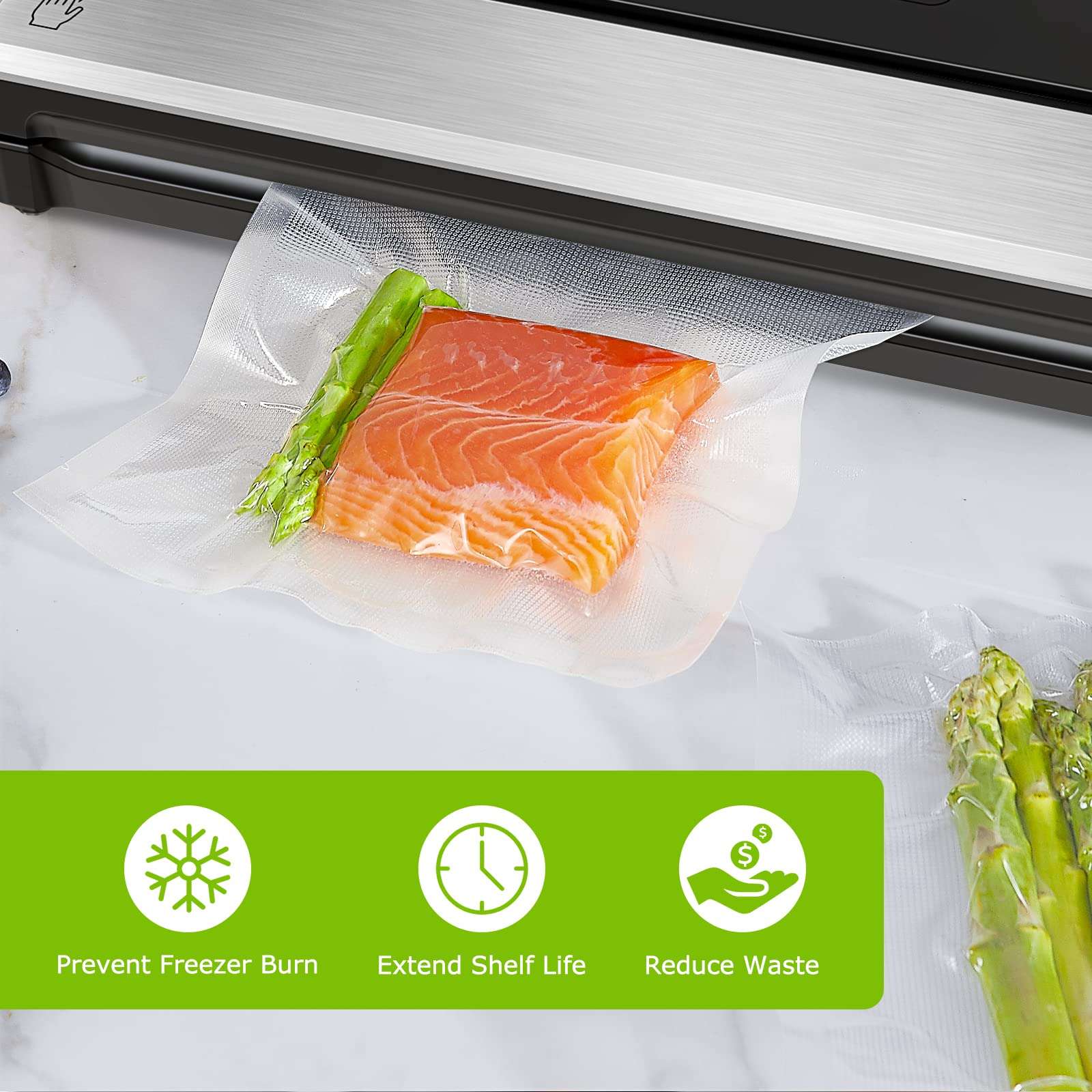 Bonsenkitchen Precut Vacuum Sealer Bags 200 Quart 8" x 12", BPA Free, Commercial Grade Textured Food Vacuum Sealer Bag, Thick Embossed Bags for Storage and Sous Vide Cooking VB3208 - Image 4