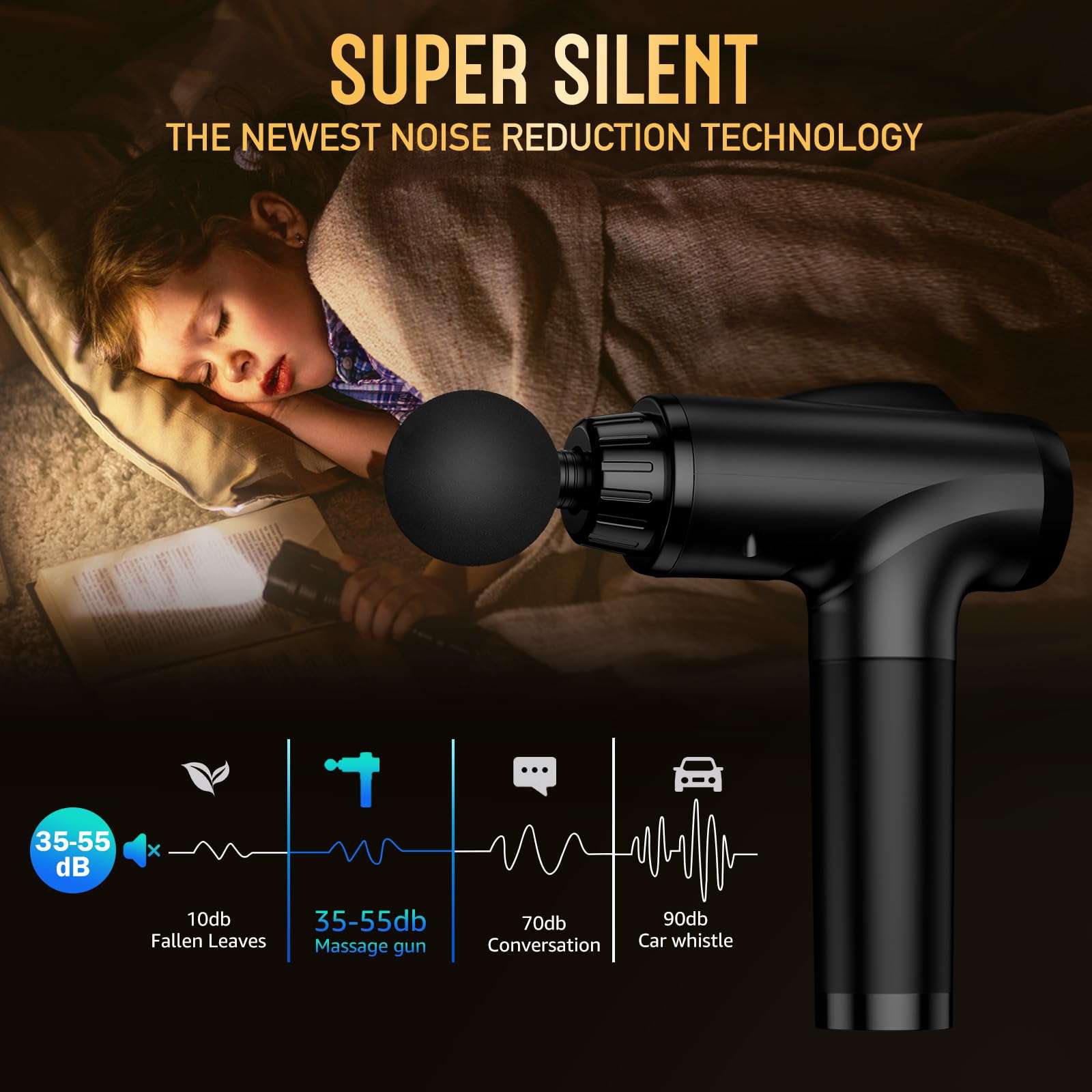 OLsky Massage Gun Deep Tissue, Handheld Electric Muscle Massager, High Intensity Percussion Massage Device for Pain Relief with 9 Attachments & 30 Speed(Black) - Image 5