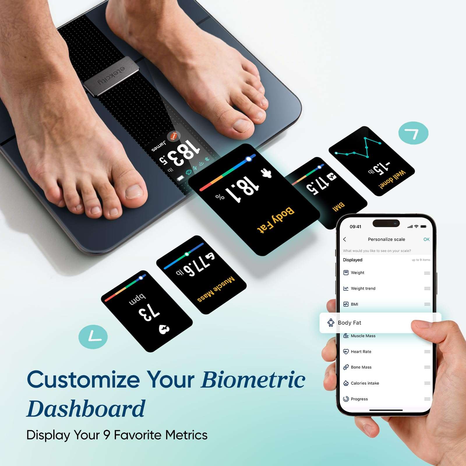Etekcity Smart Scale for Body Weight Fat, Digital Bathroom Weighing Machine for Accurate BMI Muscle Mass Composition, Home Use Apple Health Compatible Fitness Equipment - Image 5