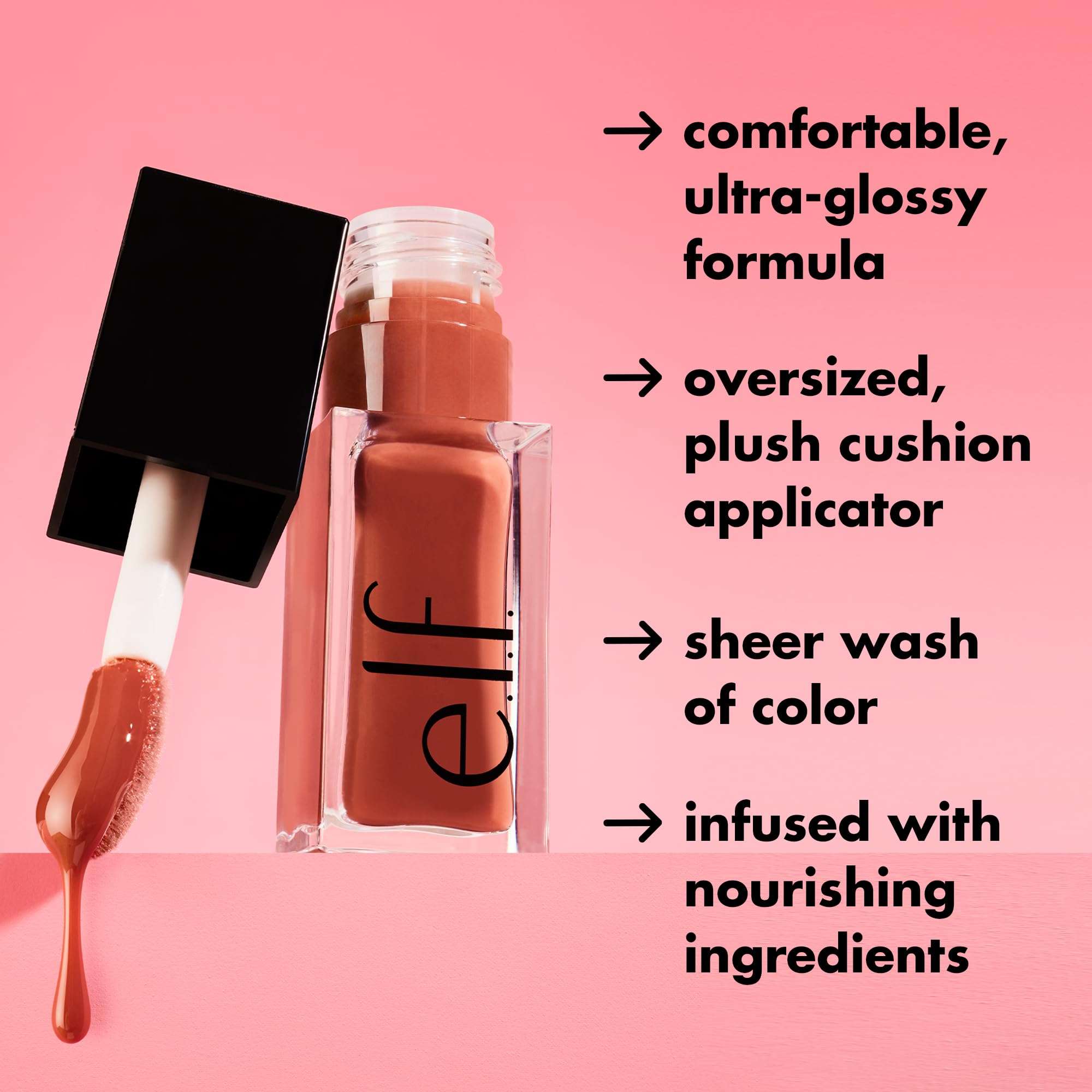 e.l.f. Glow Reviver Lip Oil, Nourishing Tinted Lip Oil For A High-shine Finish, Infused With Jojoba Oil, Vegan & Cruelty-free, Hot As Fudge - Image 4